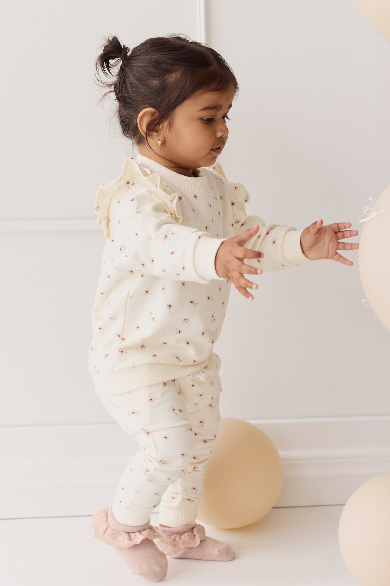 Organic Cotton Morgan Track Pant - Simple Flowers Egret