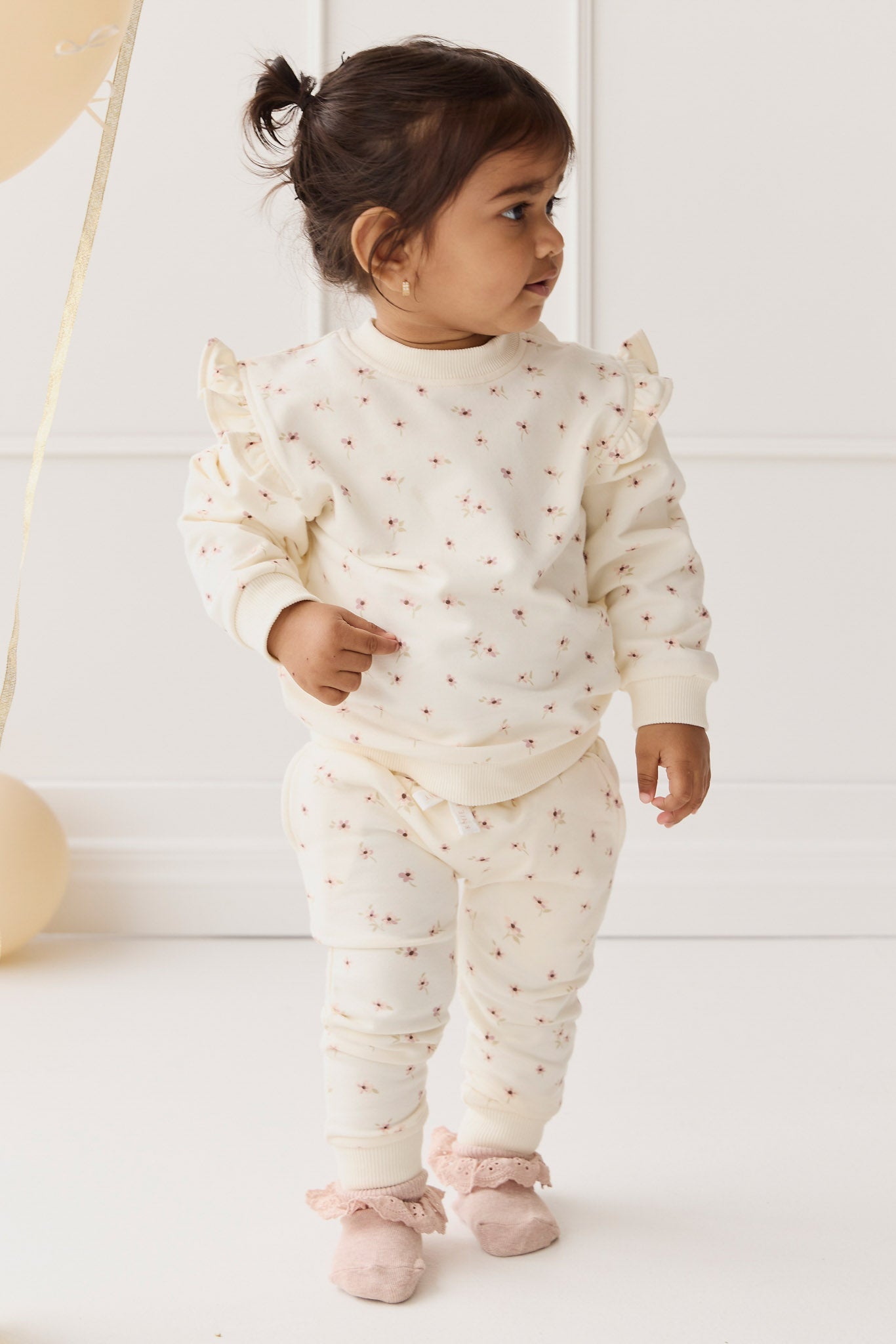 Organic Cotton Morgan Track Pant - Simple Flowers Egret