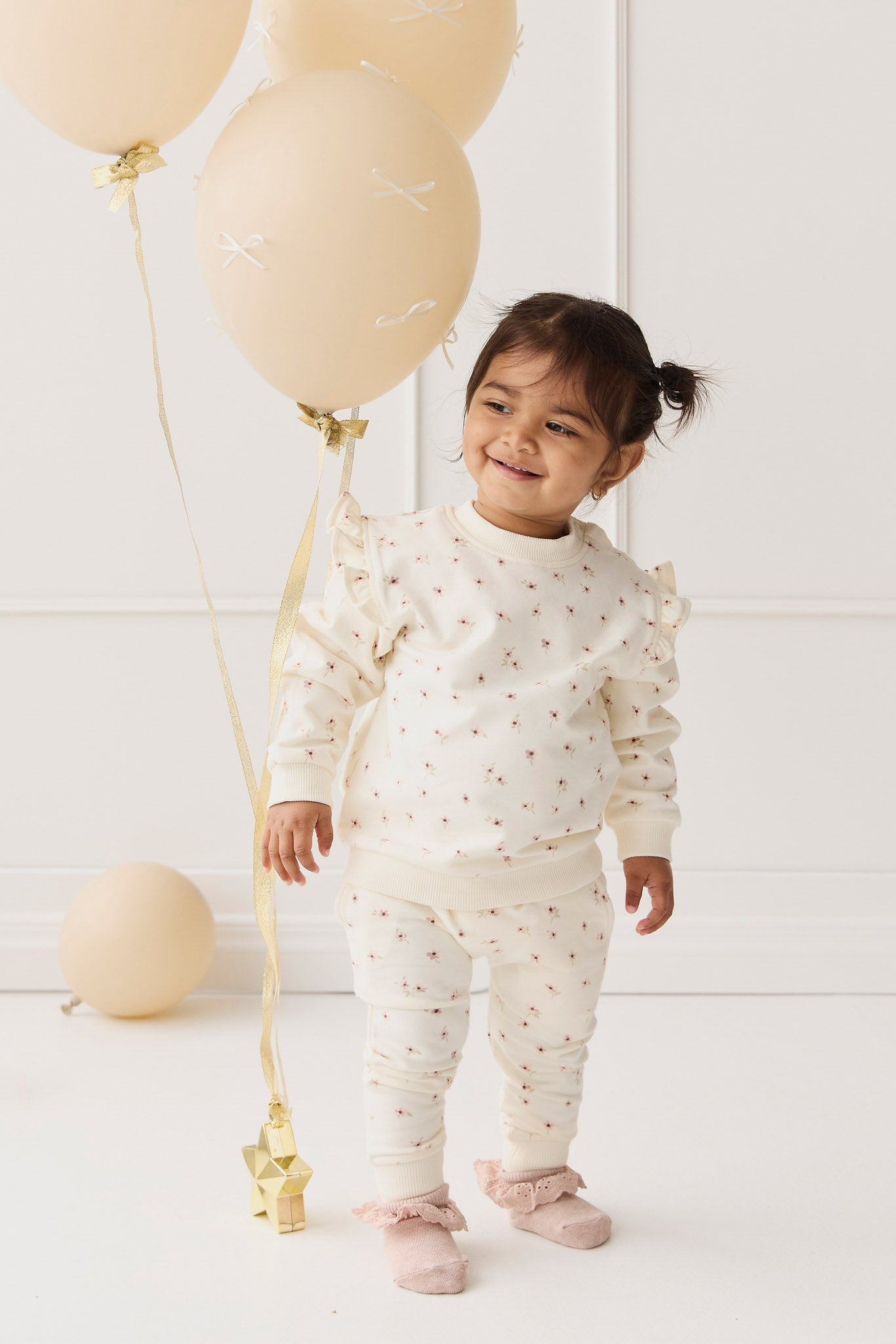 Organic Cotton Morgan Track Pant - Simple Flowers Egret