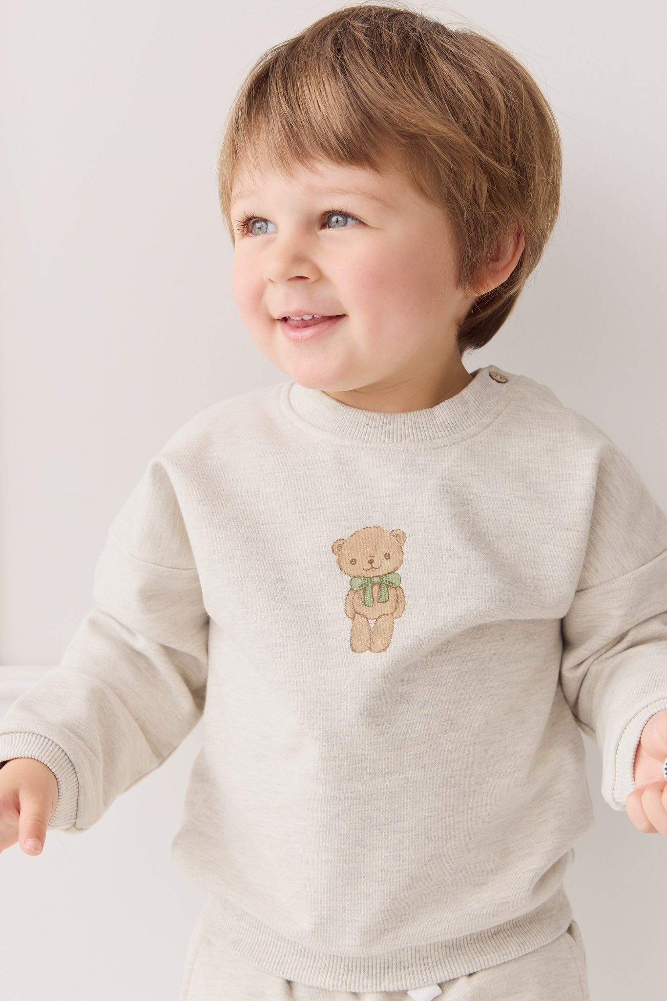 Organic Cotton Damien Sweatshirt - Oatmeal Marle Little Ted