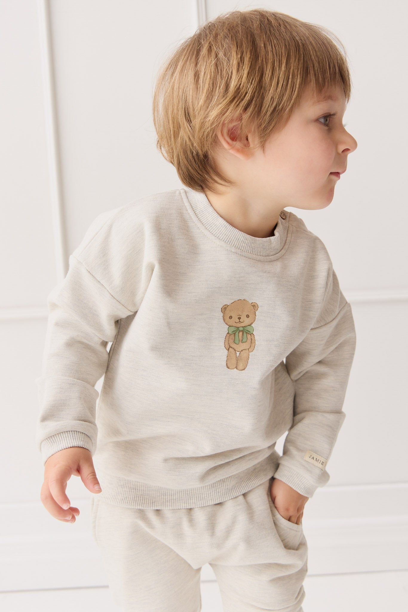 Organic Cotton Damien Sweatshirt - Oatmeal Marle Little Ted