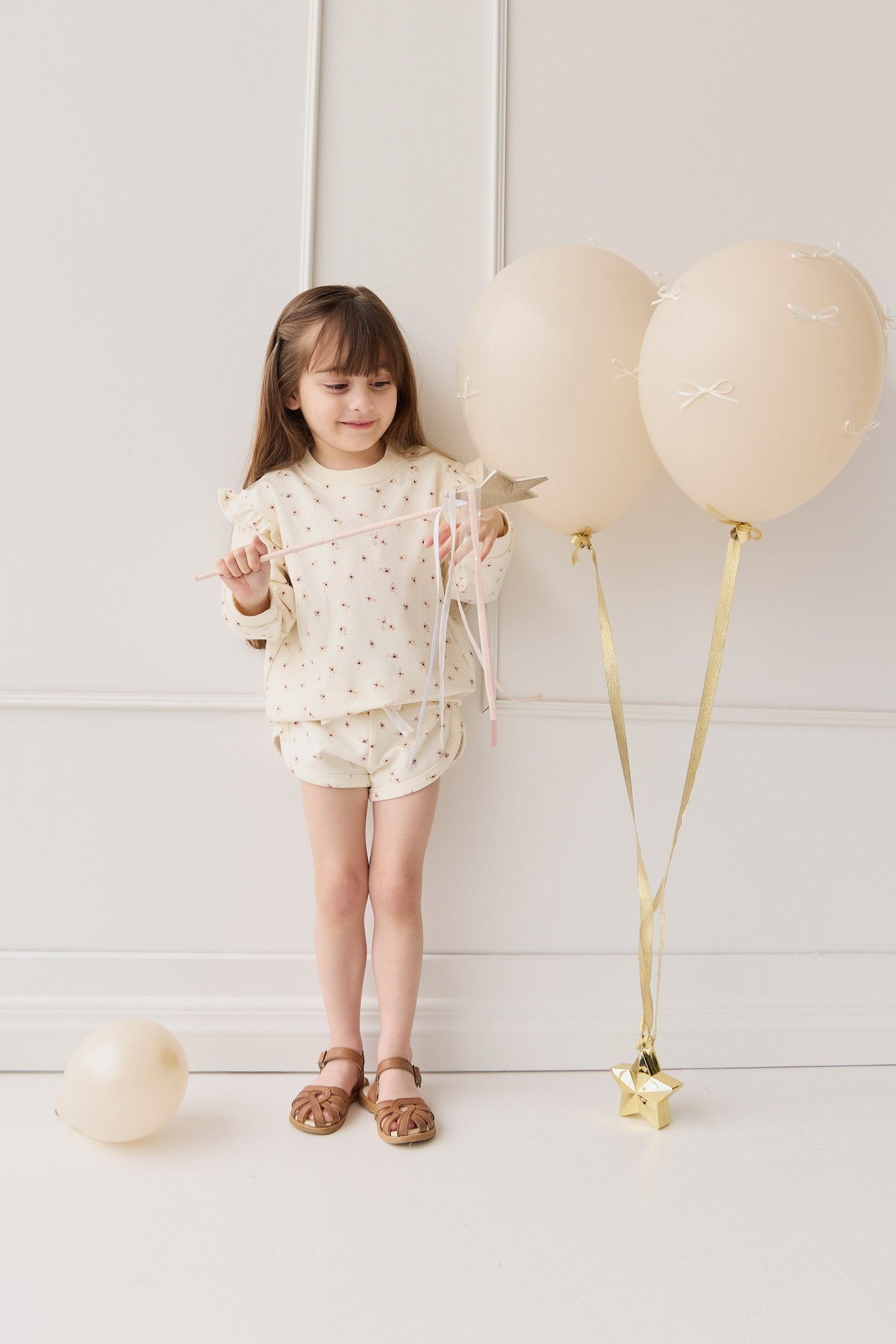 Organic Cotton Ivy Shortie - Simple Flowers Egret