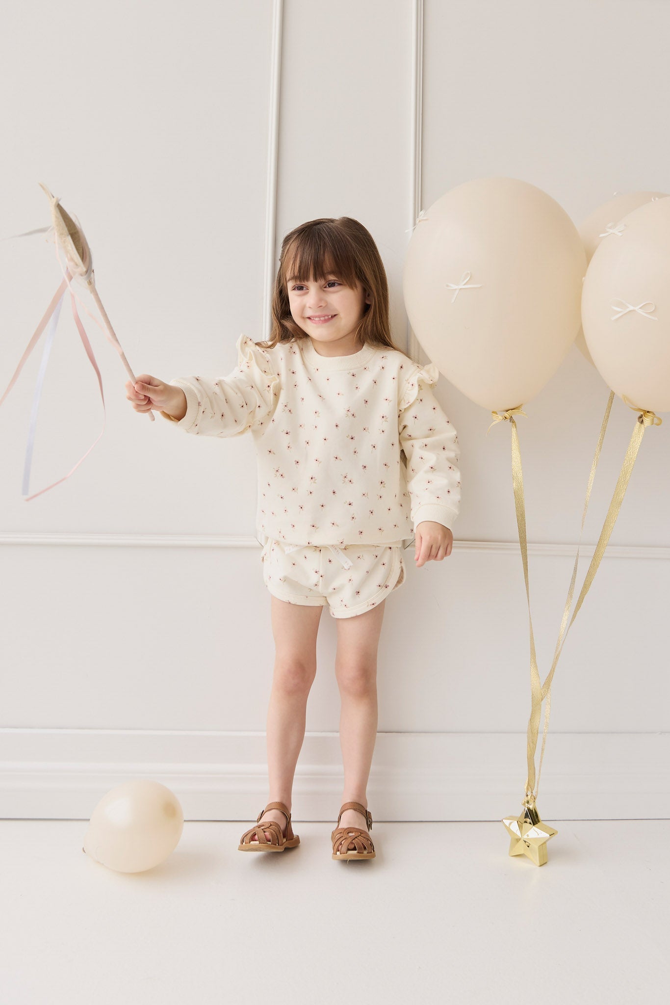Organic Cotton Ivy Shortie - Simple Flowers Egret