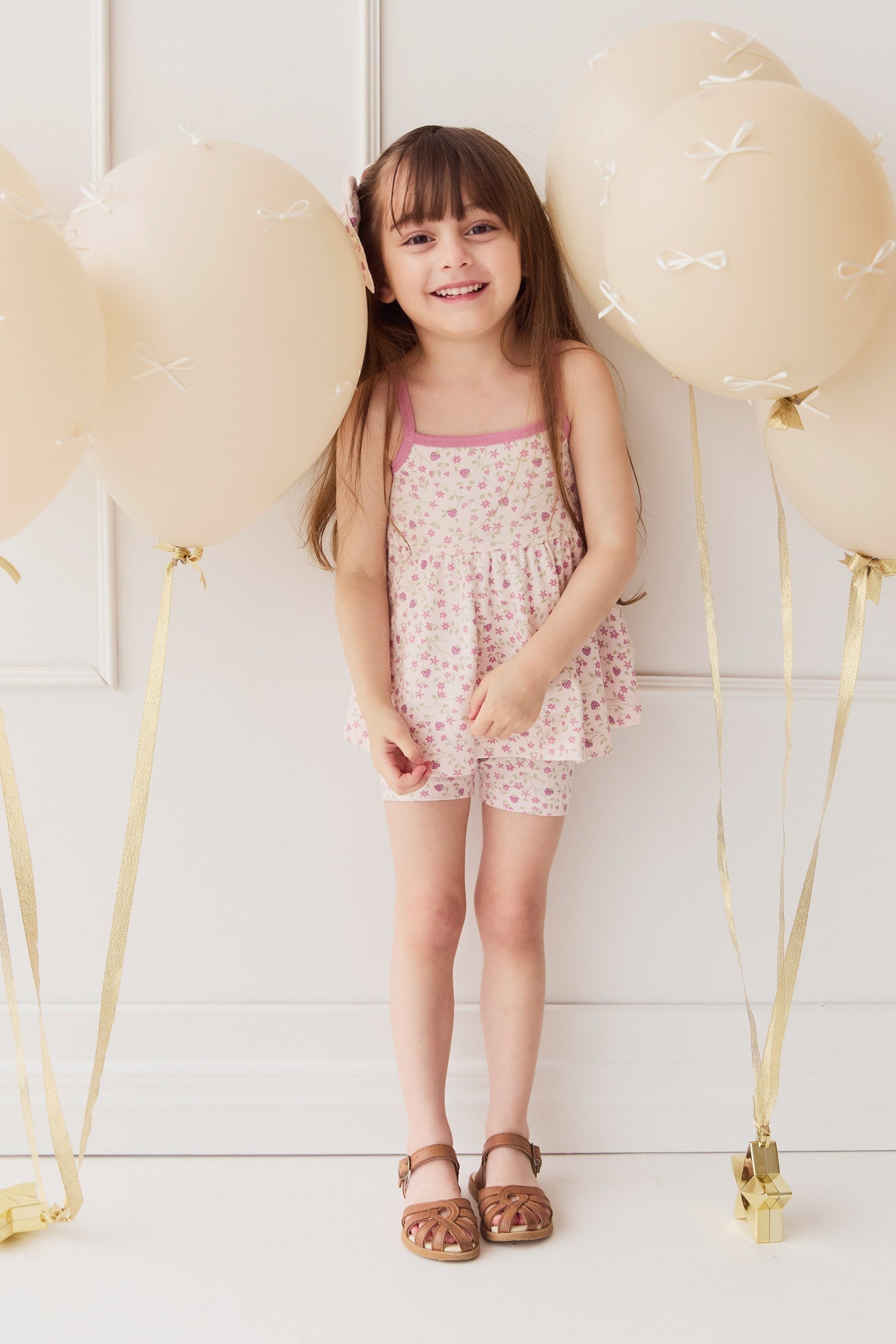 Organic Cotton Everyday Bike Short - Adaline Berries Ballet Pink