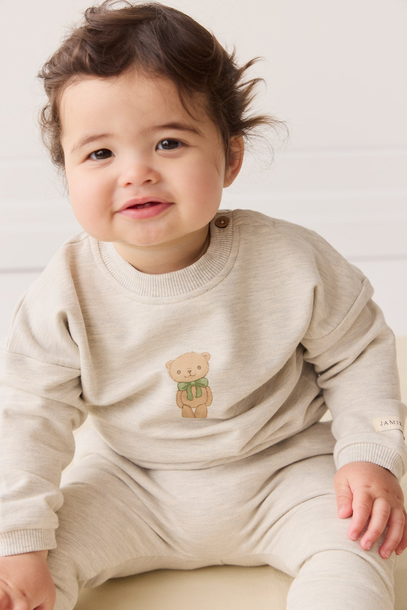 Organic Cotton Damien Sweatshirt - Oatmeal Marle Little Ted