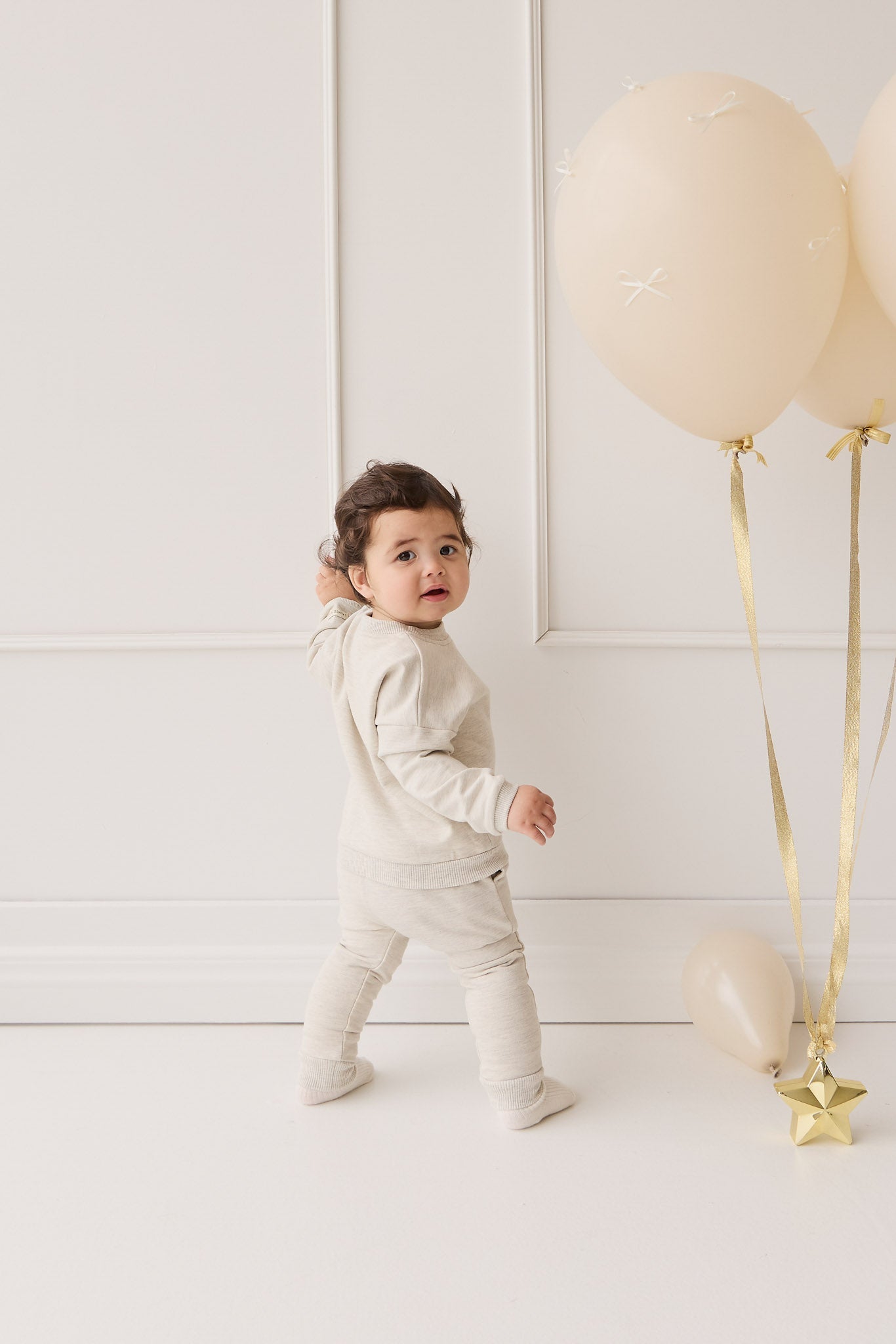 Organic Cotton Damien Sweatshirt - Oatmeal Marle Little Ted