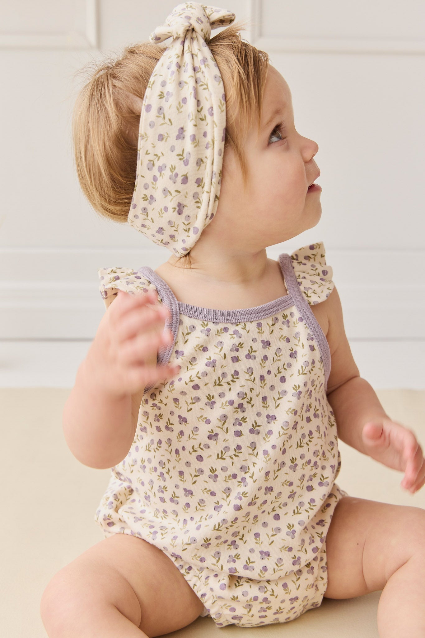 Organic Cotton Headband - Blueberry Field Raindrops
