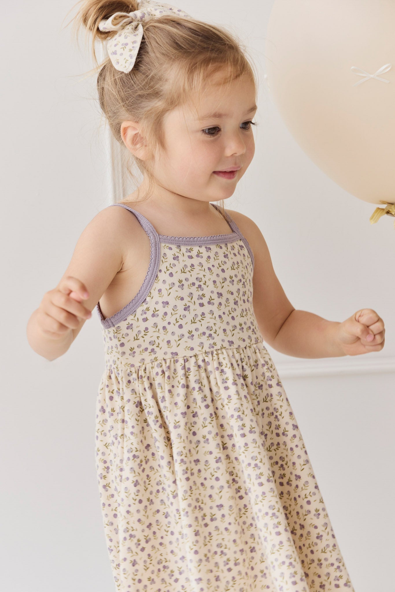 Organic Cotton Samantha Dress - Blueberry Field Raindrops