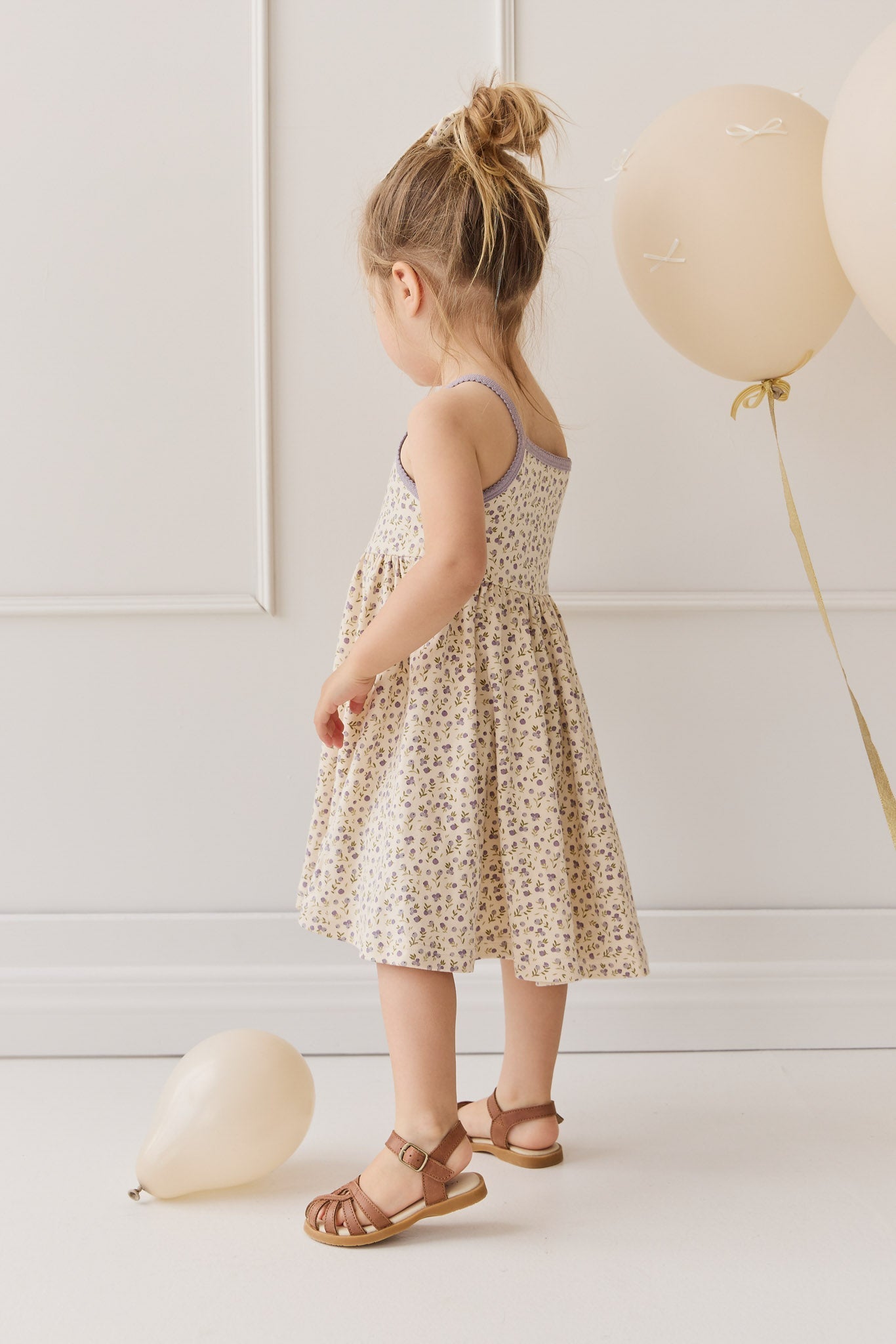 Organic Cotton Samantha Dress - Blueberry Field Raindrops