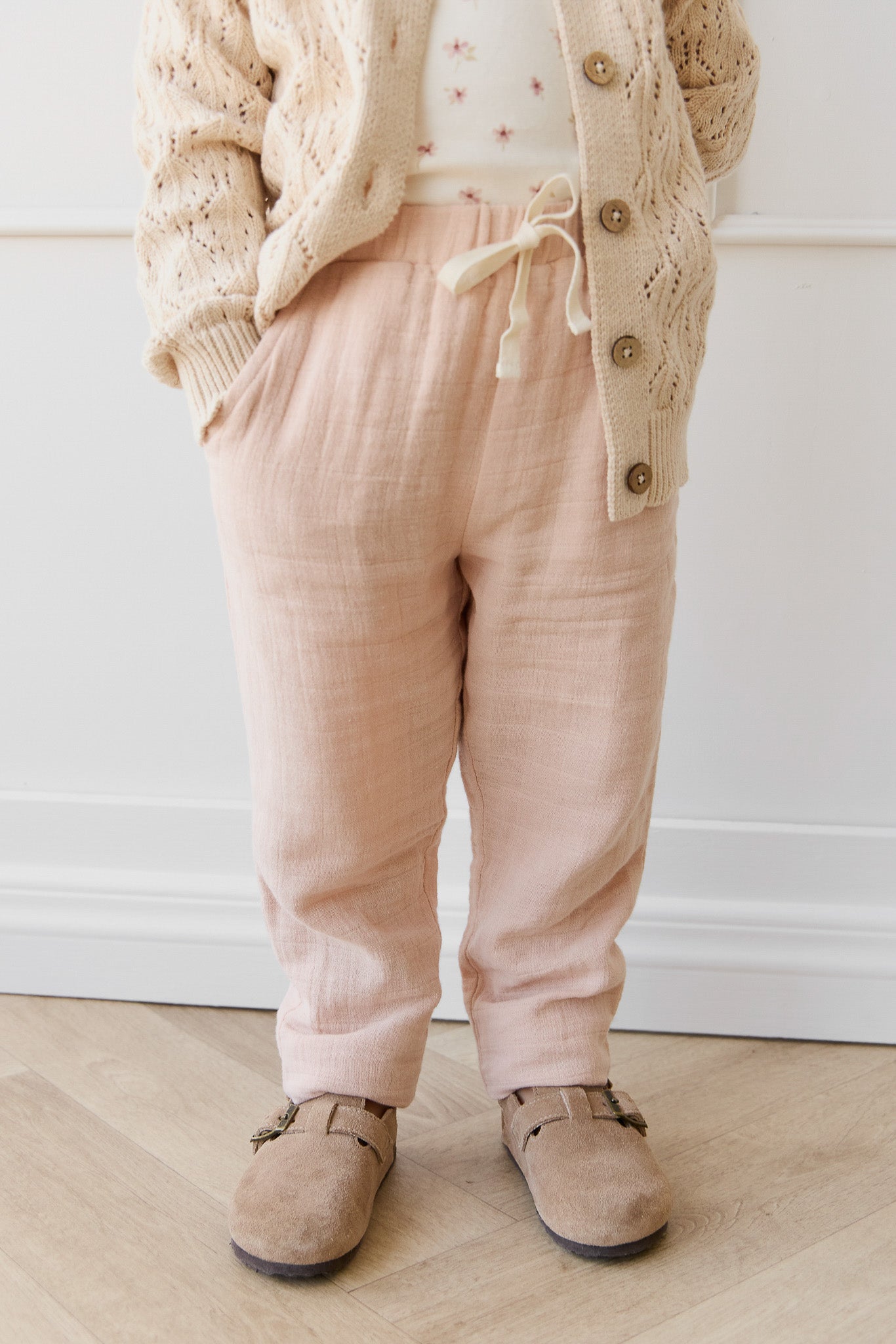 Organic Cotton Muslin Cordelia Pant - Chalky Pink