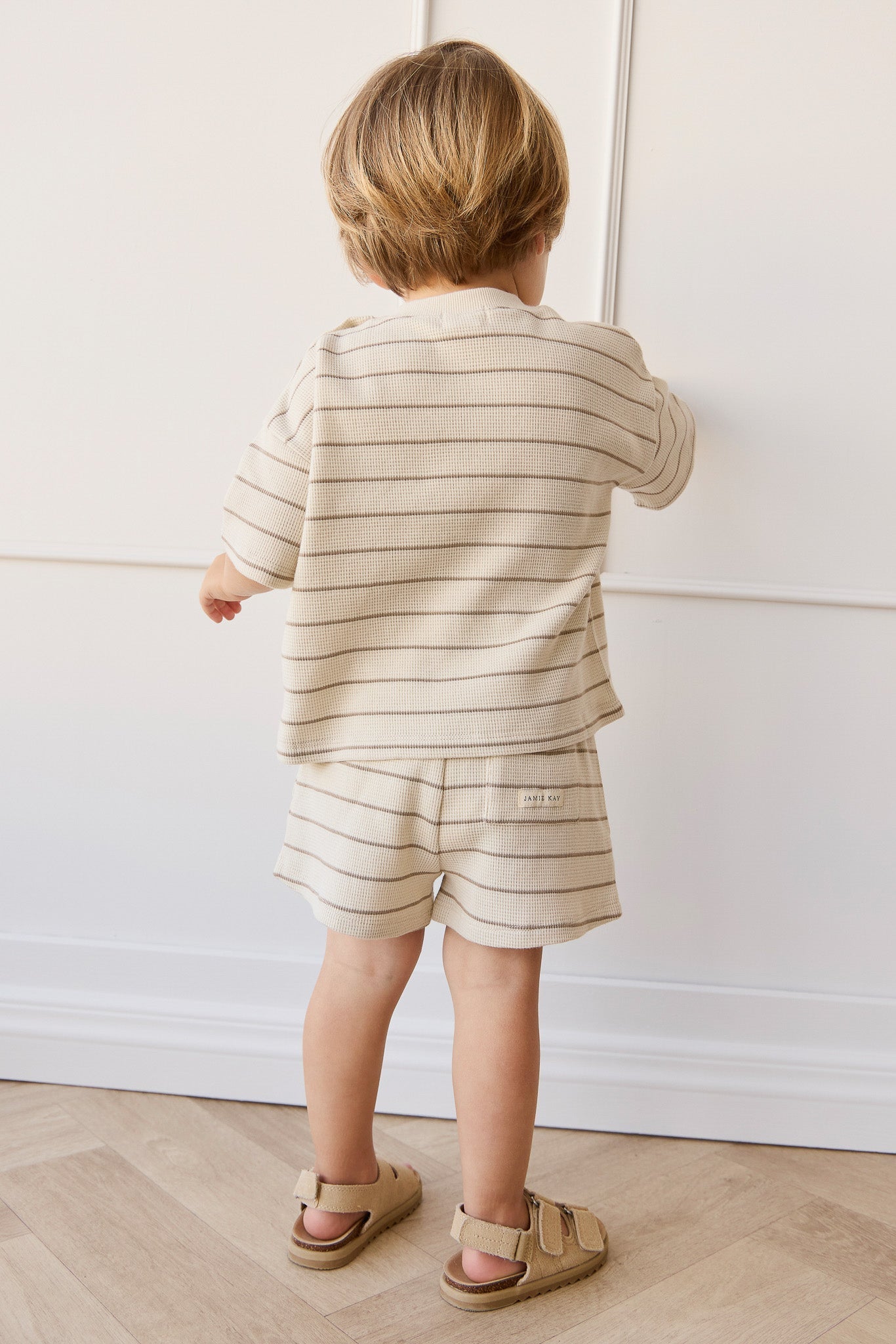 Organic Cotton Waffle Leith Short - General Stripe Cassava/Batch