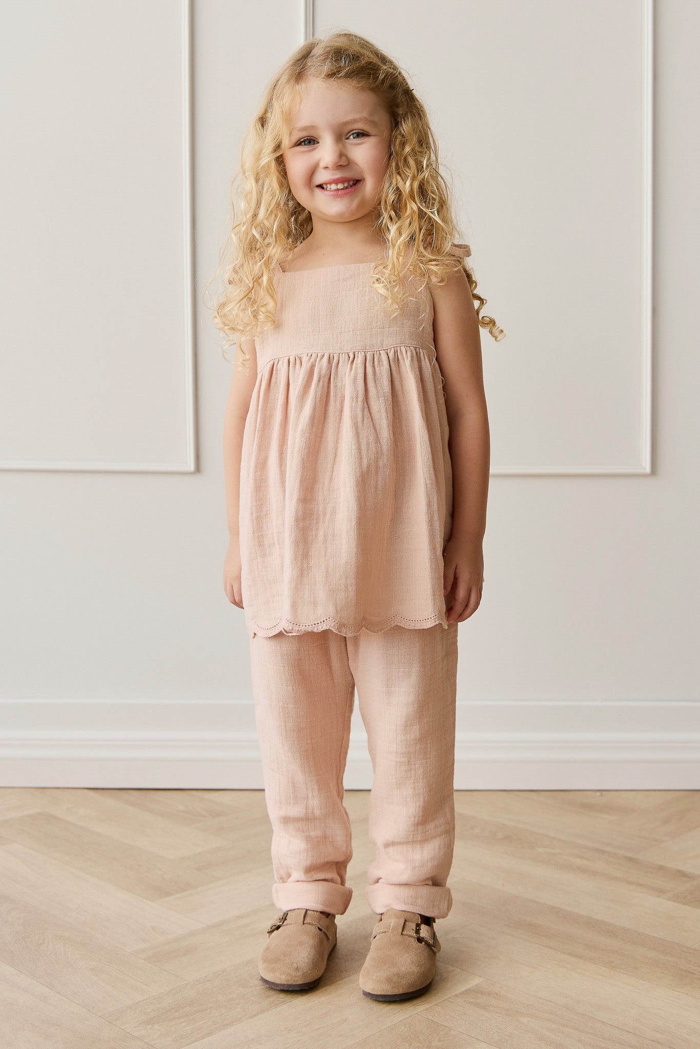 Organic Cotton Muslin Cordelia Pant - Chalky Pink