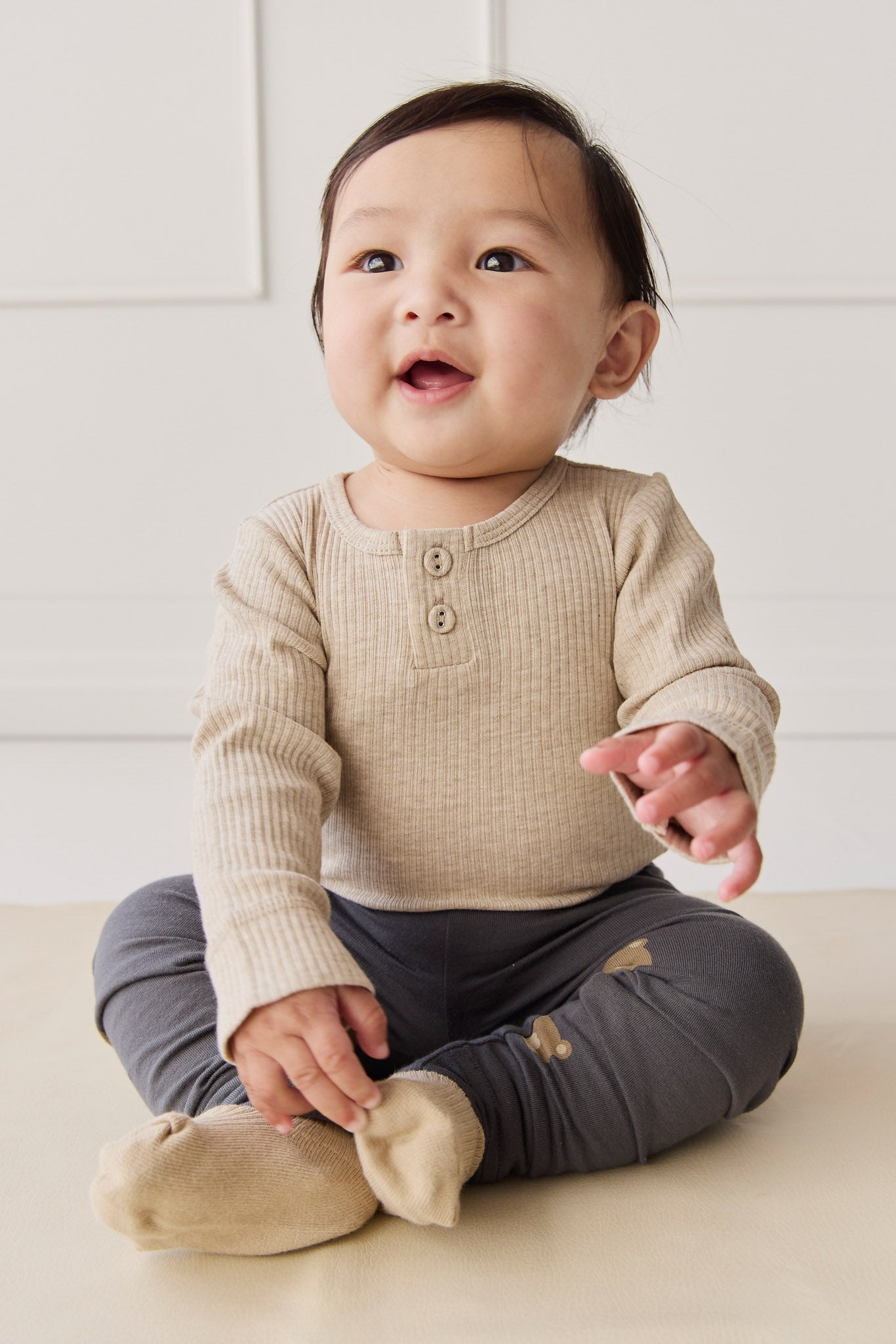 Organic Cotton Everyday Legging - Bobbie Bears Black Oyster