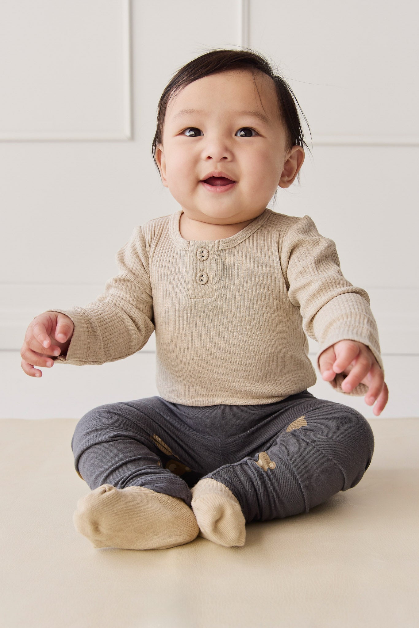 Organic Cotton Everyday Legging - Bobbie Bears Black Oyster