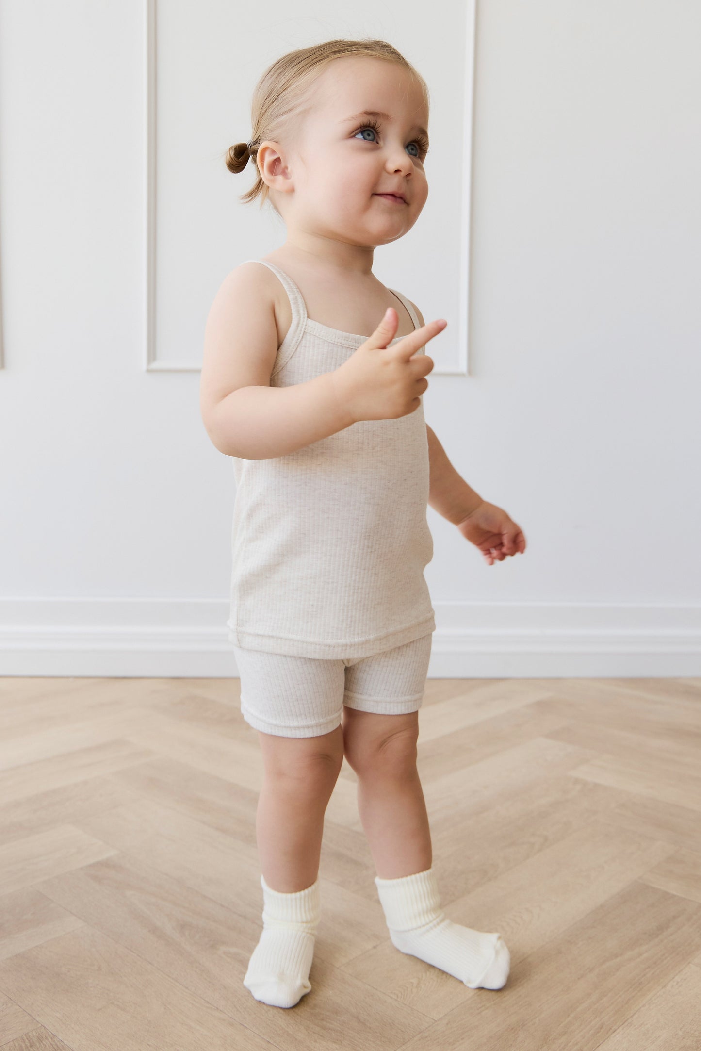 Organic Cotton Modal Elisa Bike Short - Oatmeal Marle