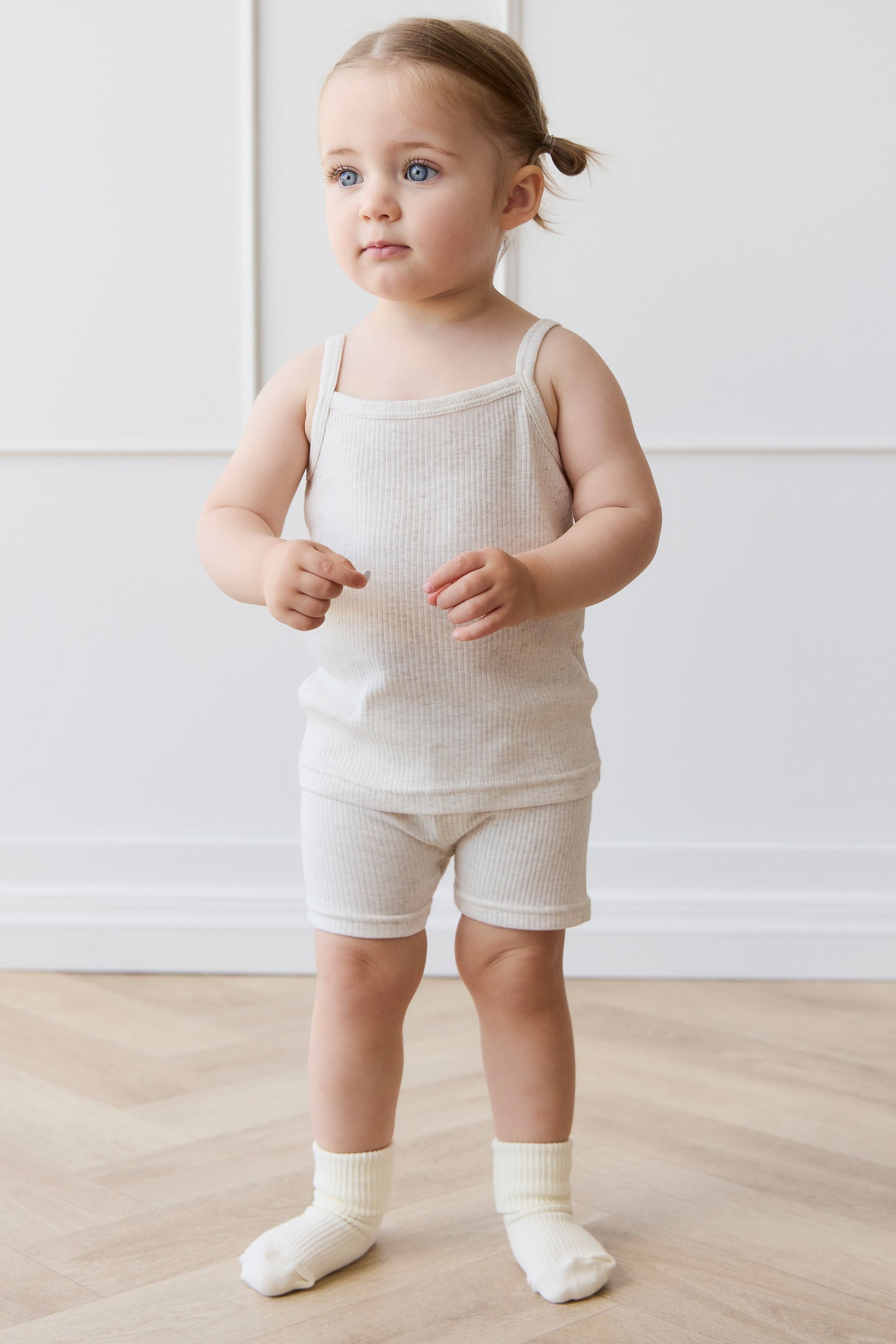Organic Cotton Modal Elisa Bike Short - Oatmeal Marle