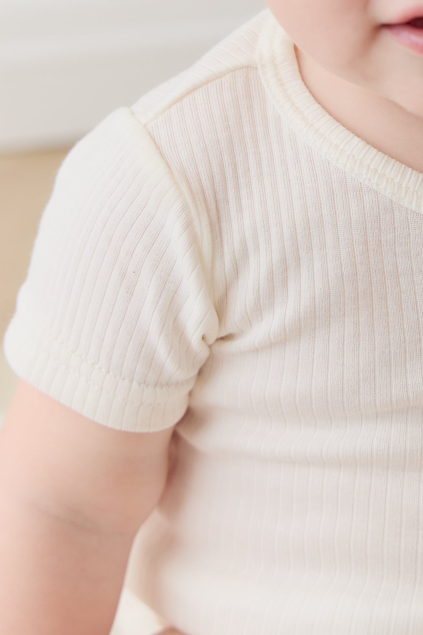 Organic Cotton Modal Darcy Rib Tee Bodysuit - Milk
