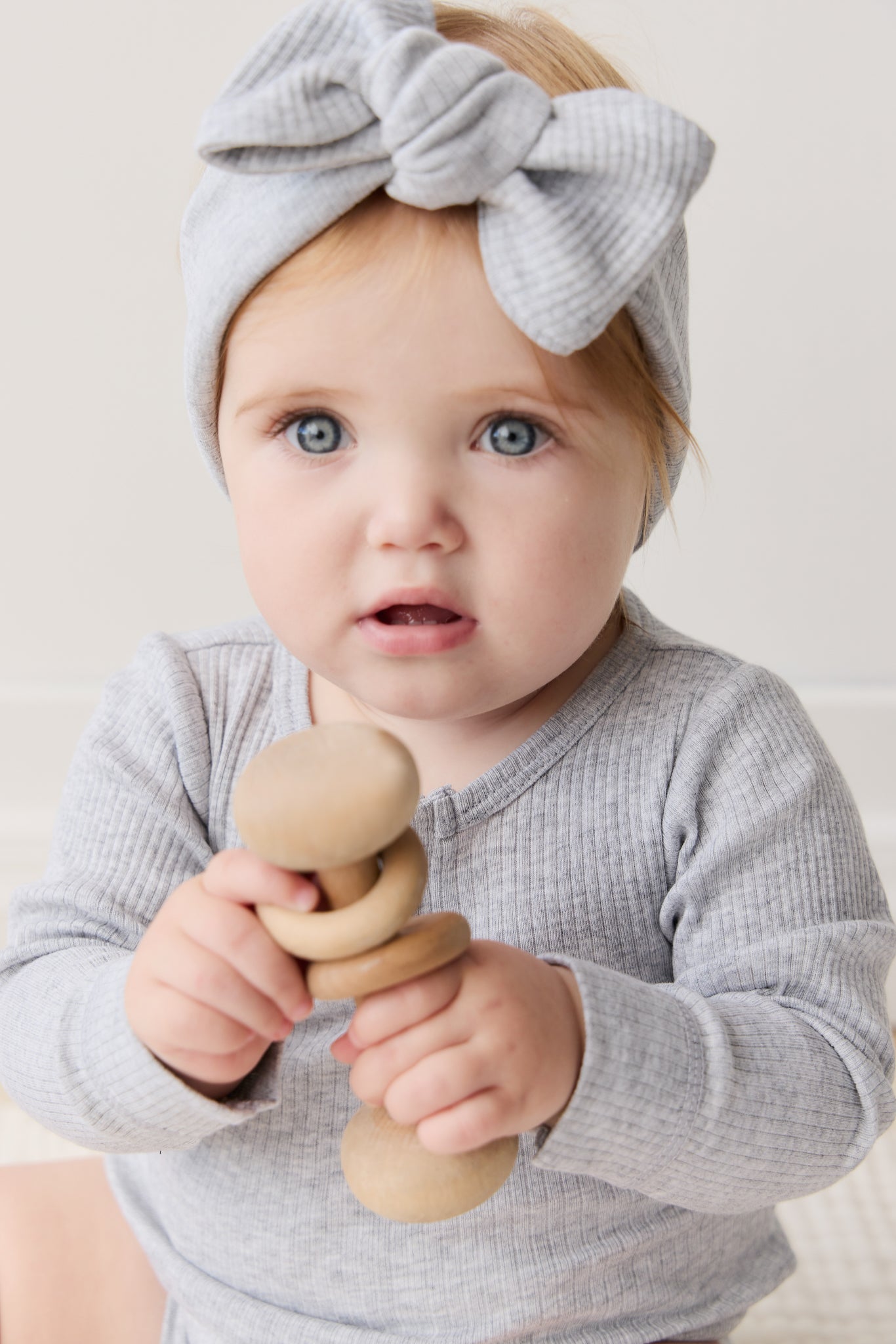 Organic Cotton Modal Long Sleeve Bodysuit - Light Grey Marle