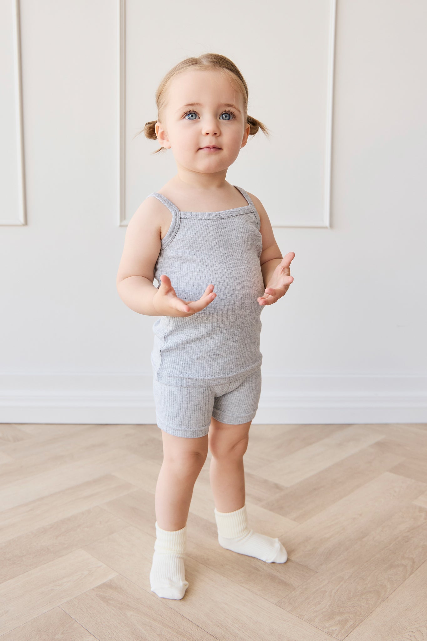 Organic Cotton Modal Singlet - Light Grey Marle