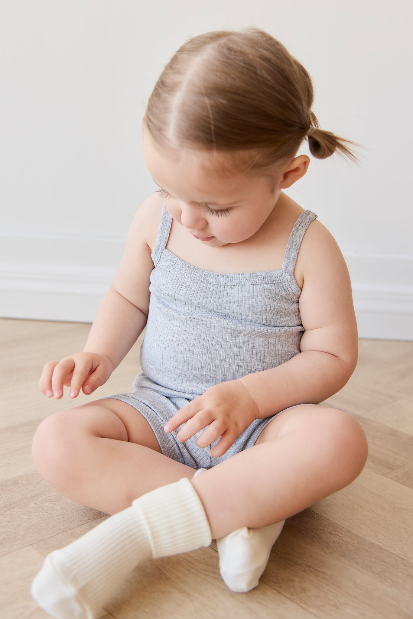 Organic Cotton Modal Singlet - Light Grey Marle