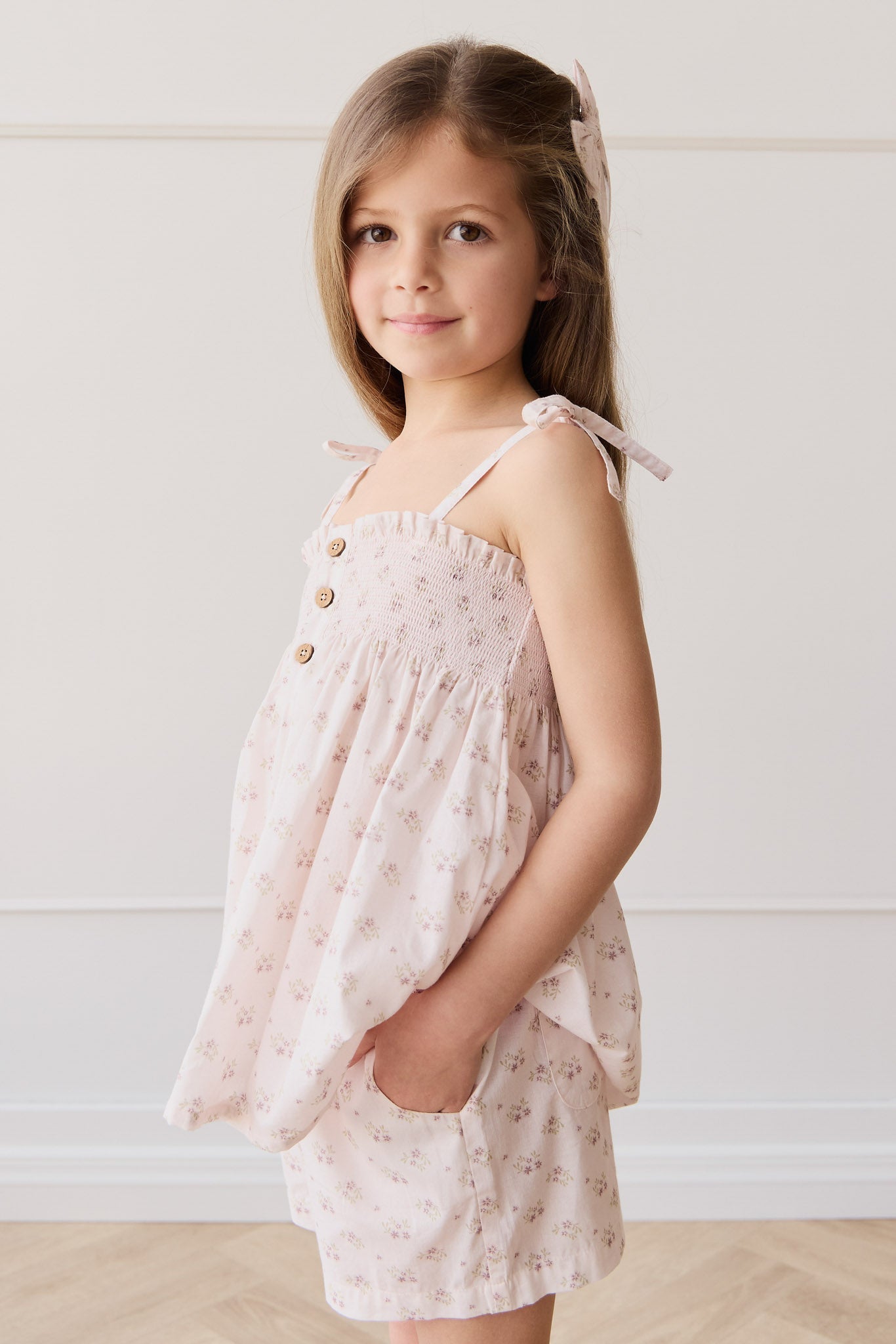 Organic Cotton Ellie Top - Rose Floral Pink