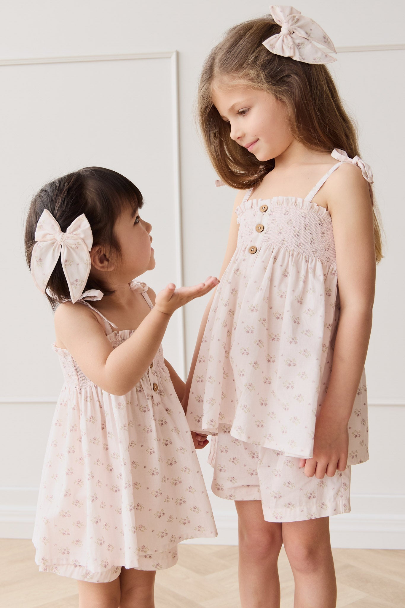 Organic Cotton Volie Bow - Rose Floral Pink