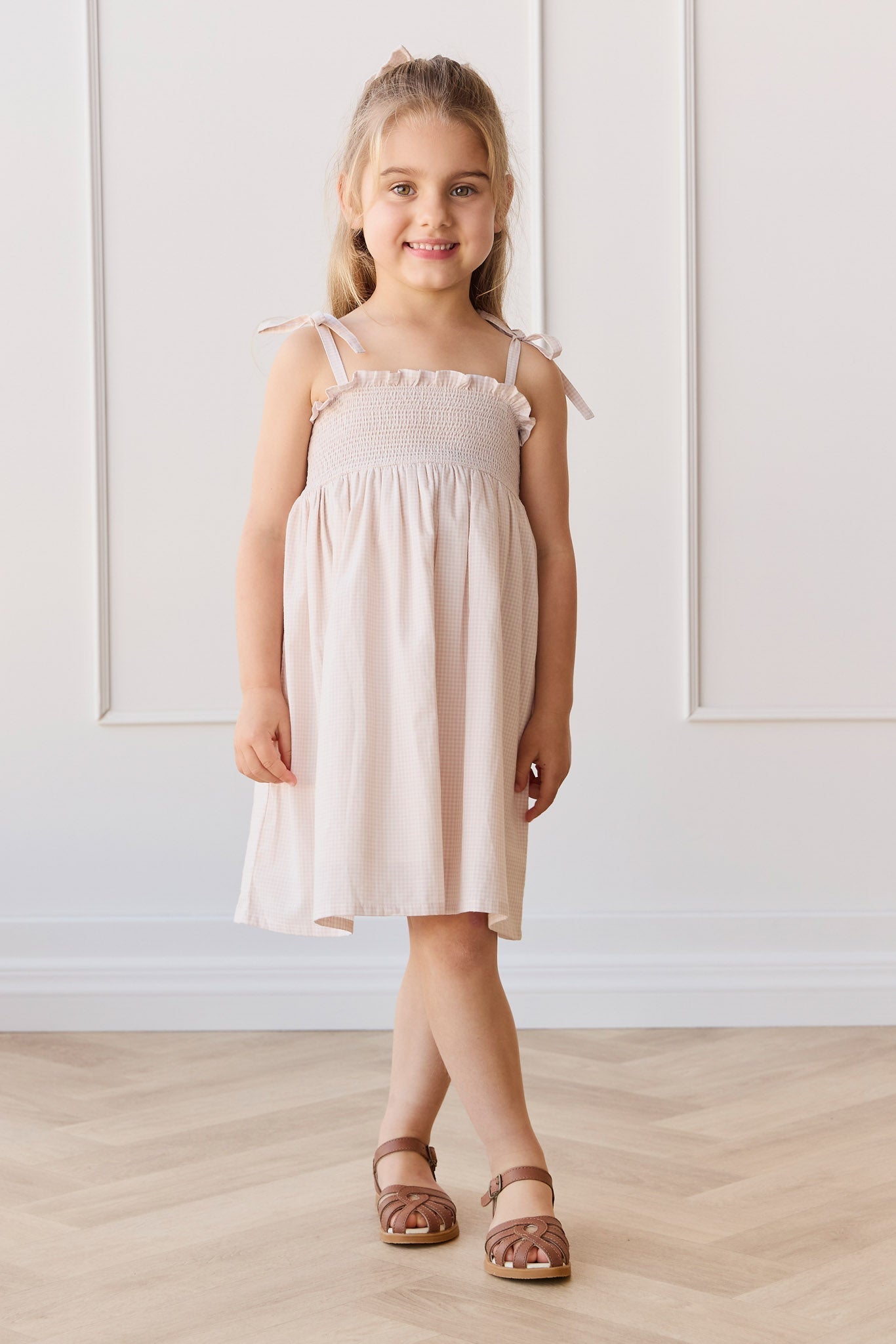 Organic Cotton Eveleigh Dress - Mini Woven Gingham Violet