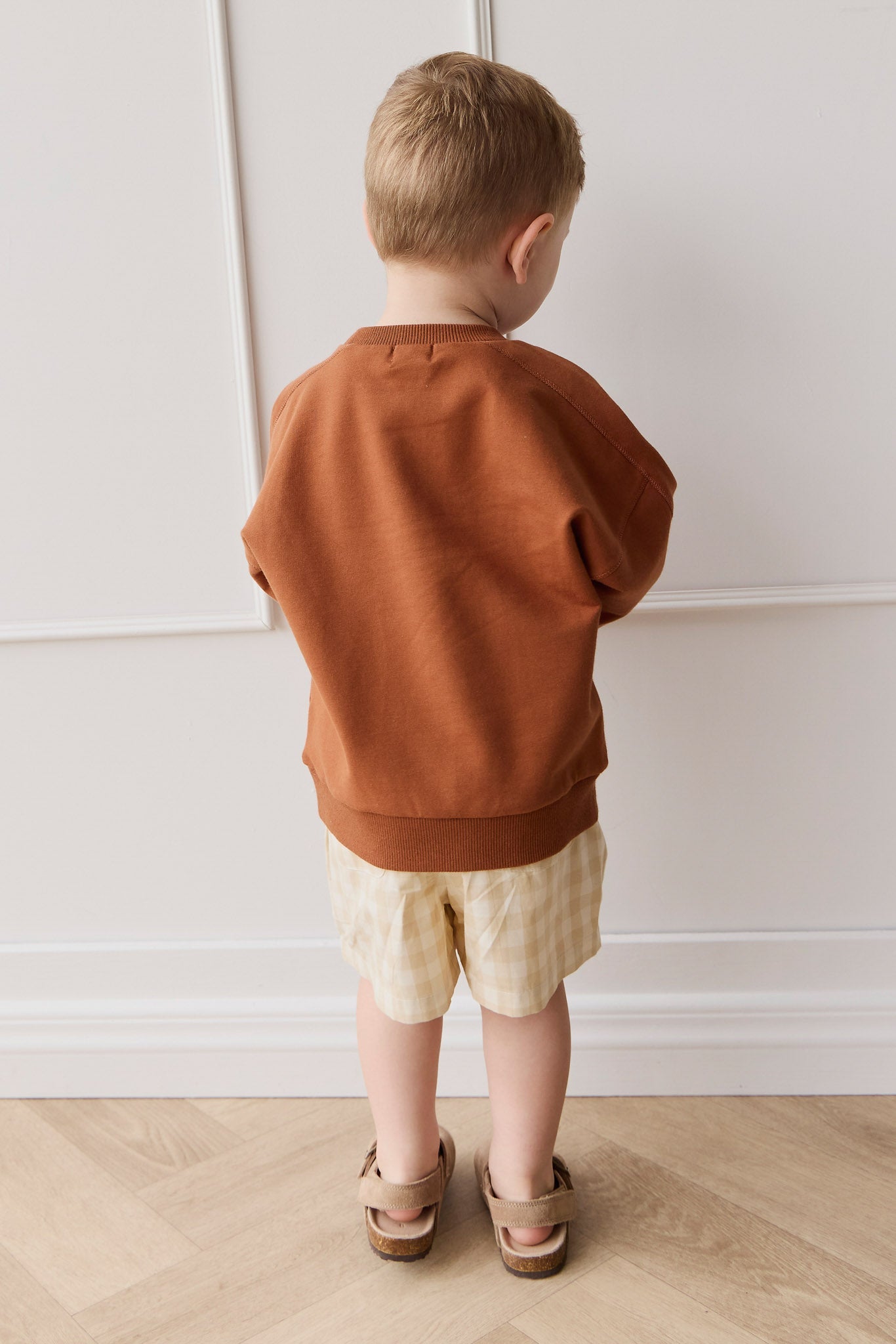 Organic Cotton Louis Short - Gingham Pale Khaki