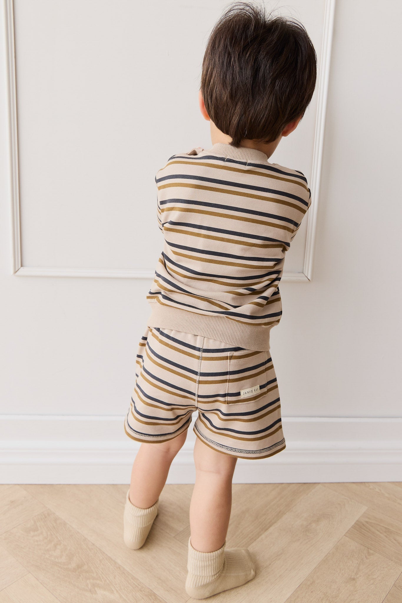 Organic Cotton Jalen Short - Raynor Stripe Pale Khaki