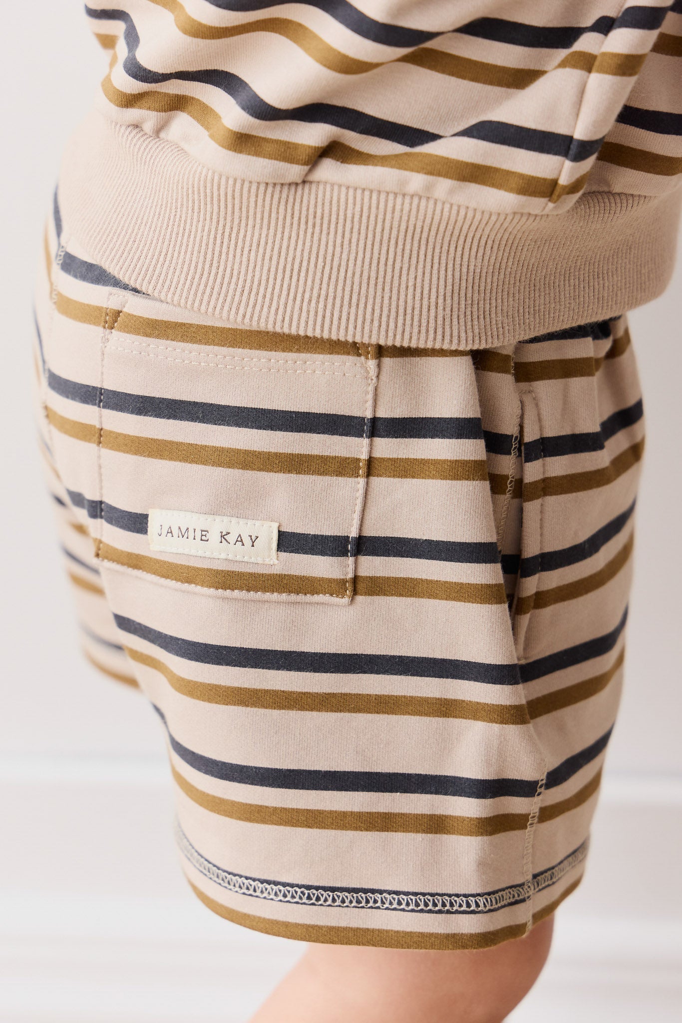 Organic Cotton Jalen Short - Raynor Stripe Pale Khaki