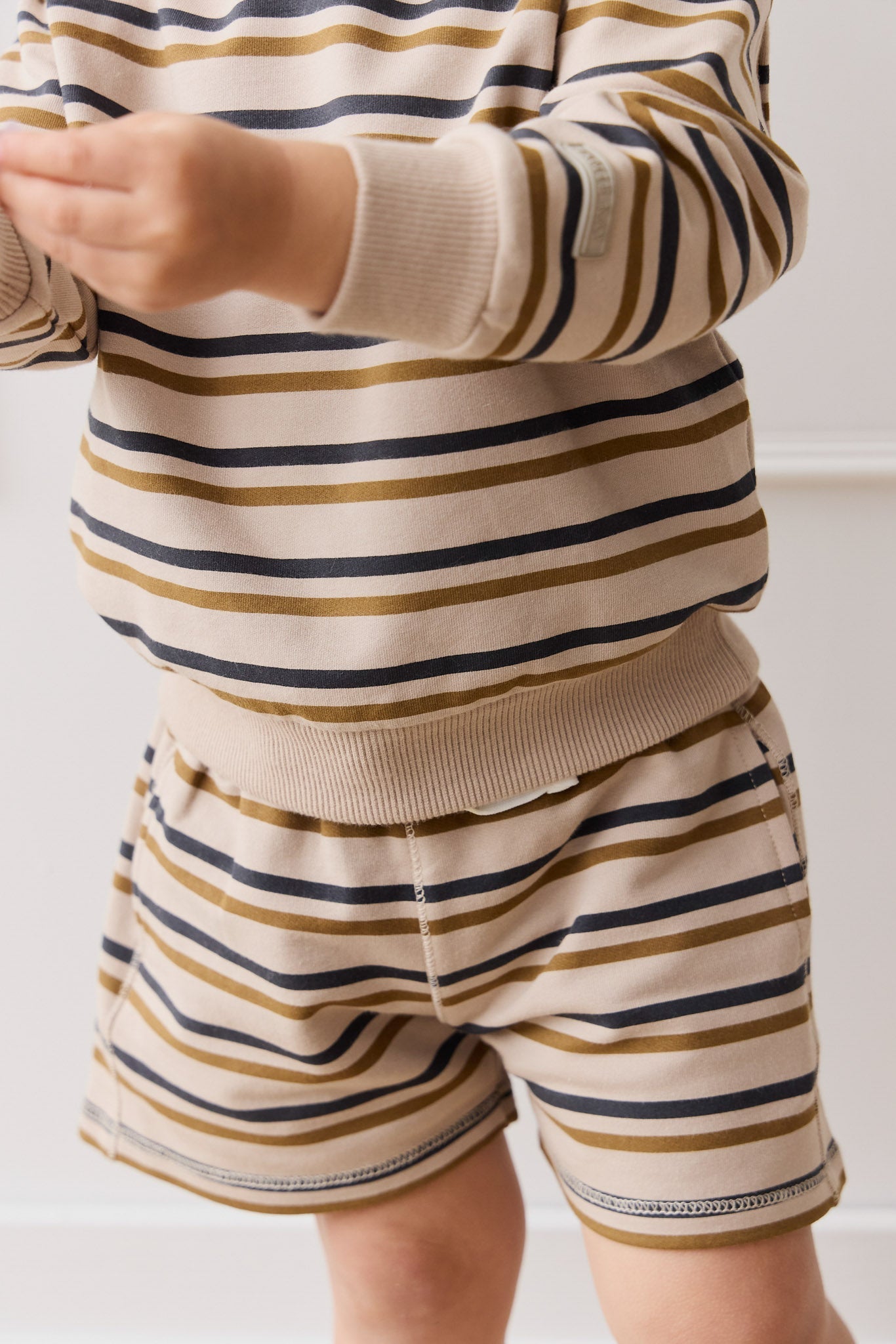 Organic Cotton Jalen Short - Raynor Stripe Pale Khaki