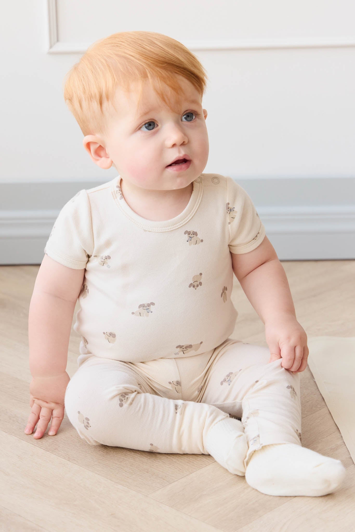 Organic Cotton Hudson Short Sleeve Bodysuit - Sasha Puppy Tofu