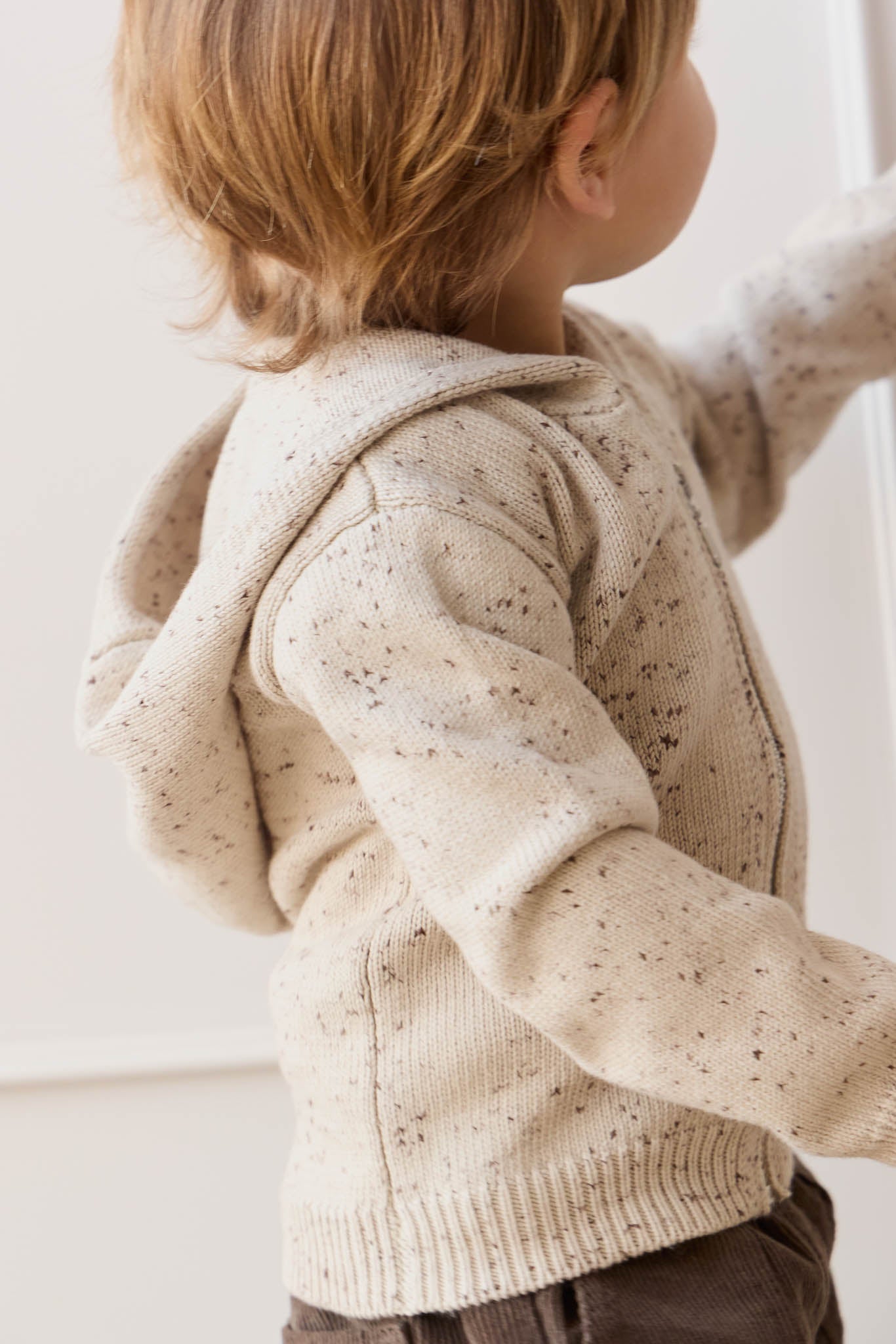 Dillon Knit Zip Hoodie - Oatmeal Shitake Dot