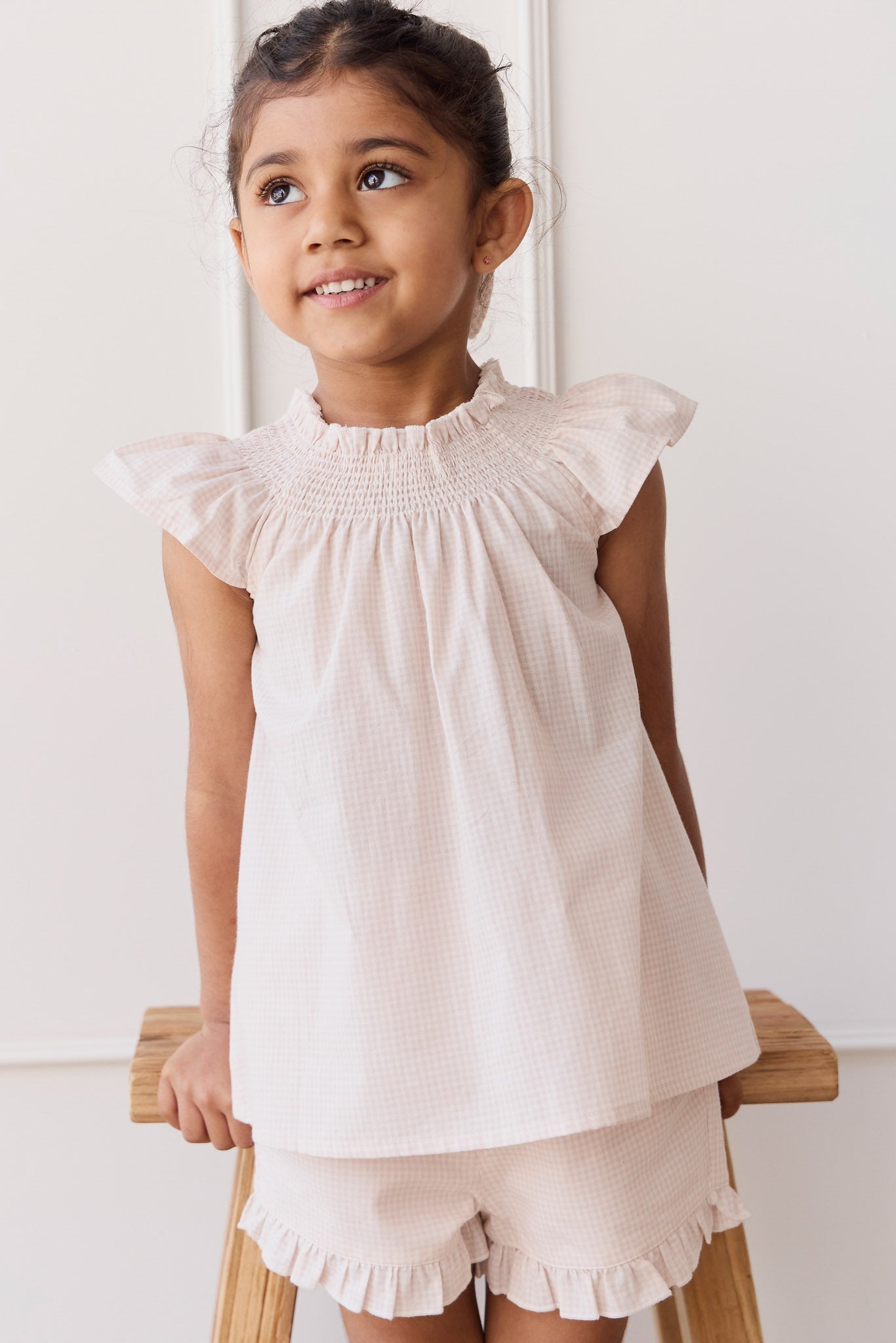 Organic Cotton Tamara Top - Mini Woven Gingham Violet