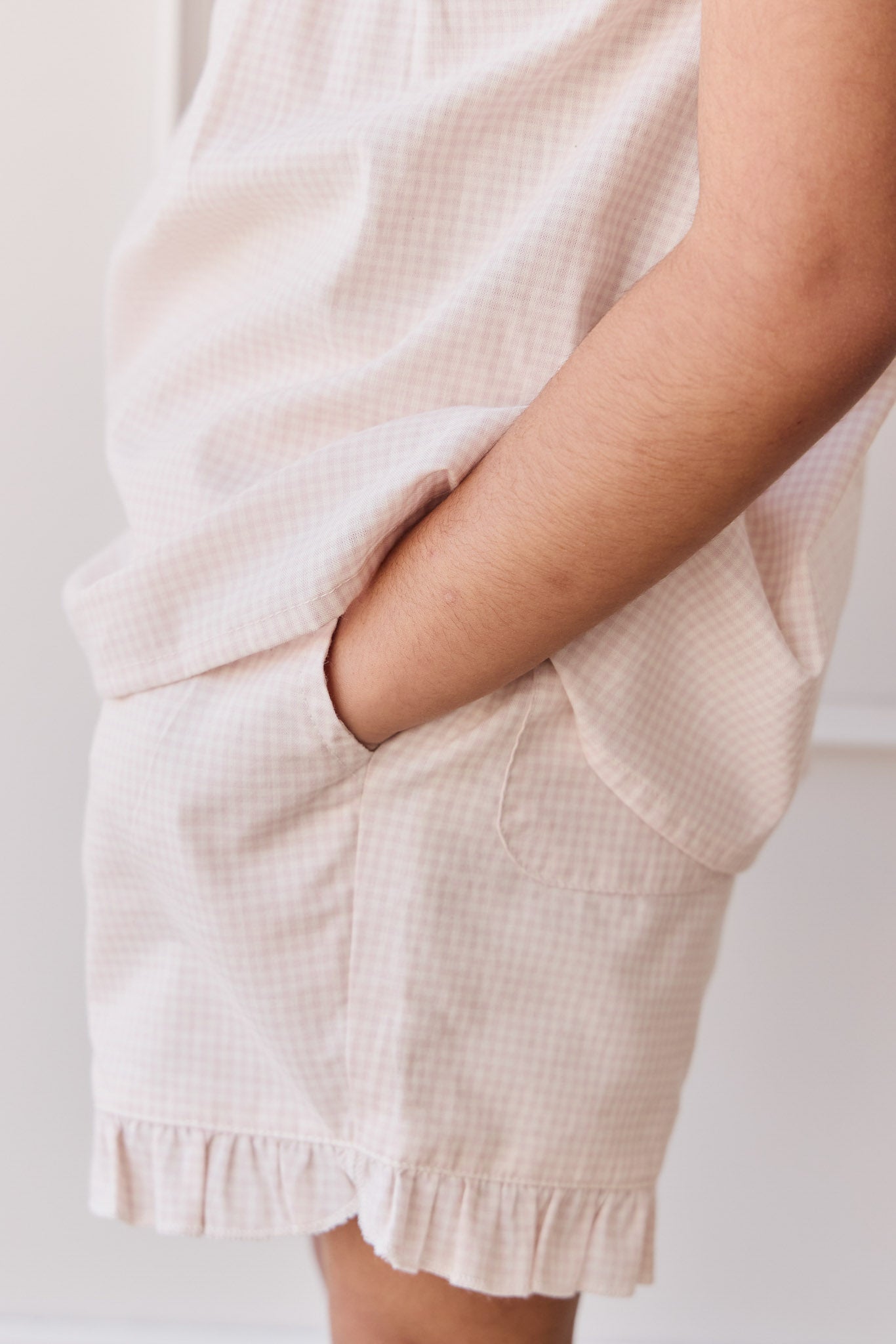Organic Cotton Celine Short - Mini Woven Gingham Violet