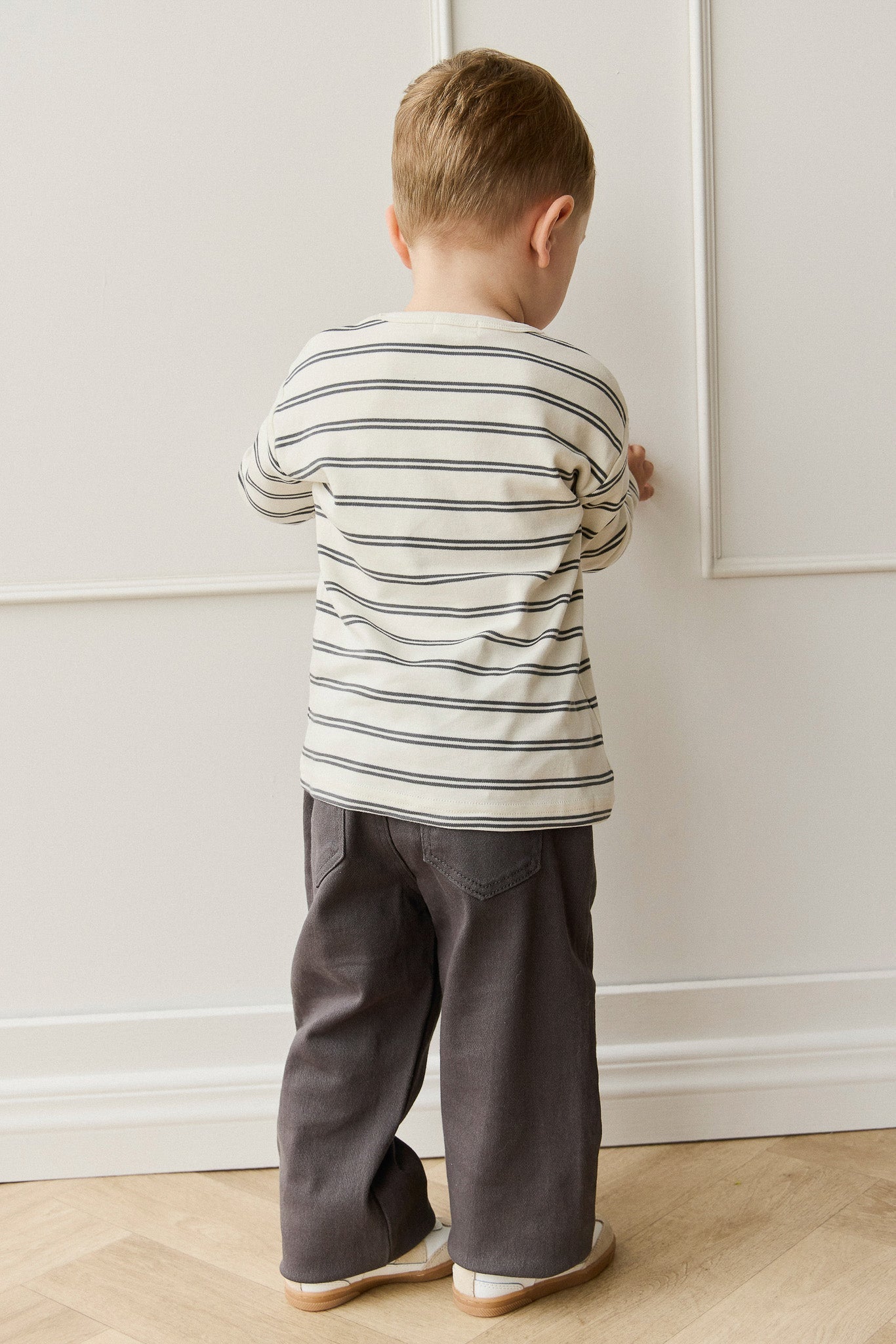 Pima Cotton Arnold Long Sleeve Top - Dual Stripe Atlantic/Cloud
