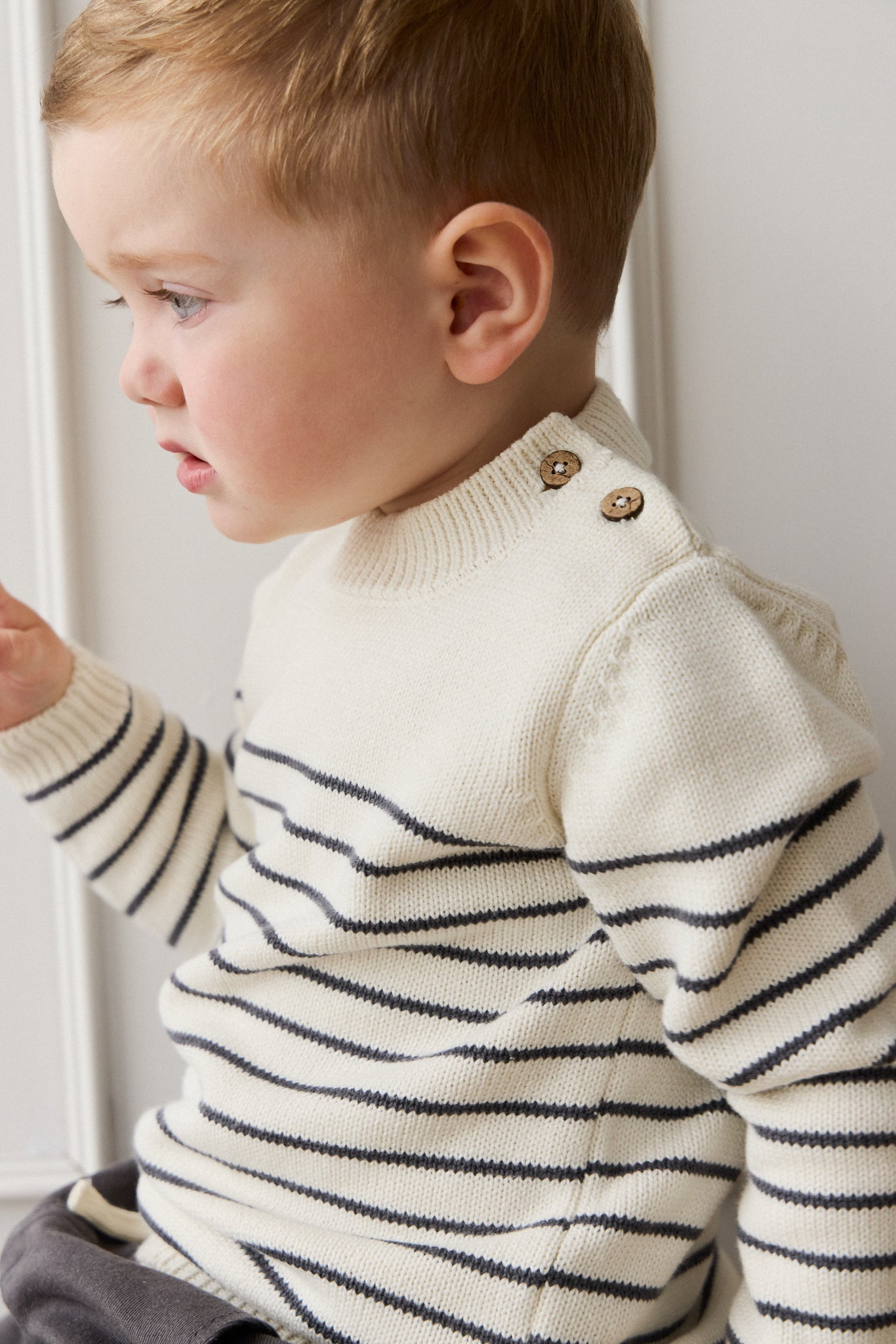 Malcolm Knitted Jumper - Malcolm Stripe Cloud/Atlantic