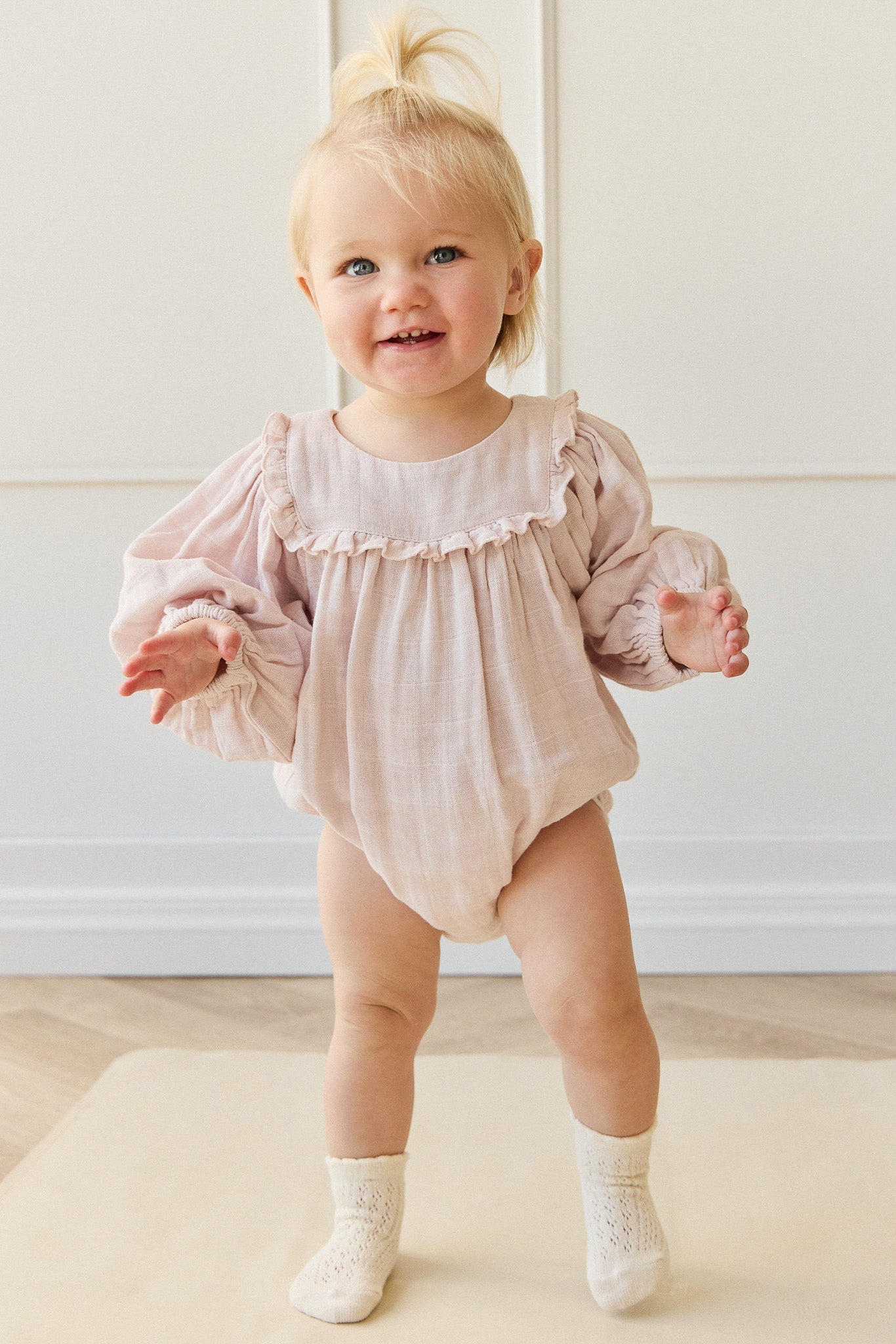 Organic Cotton Muslin Frances Playsuit - Pale Lilac