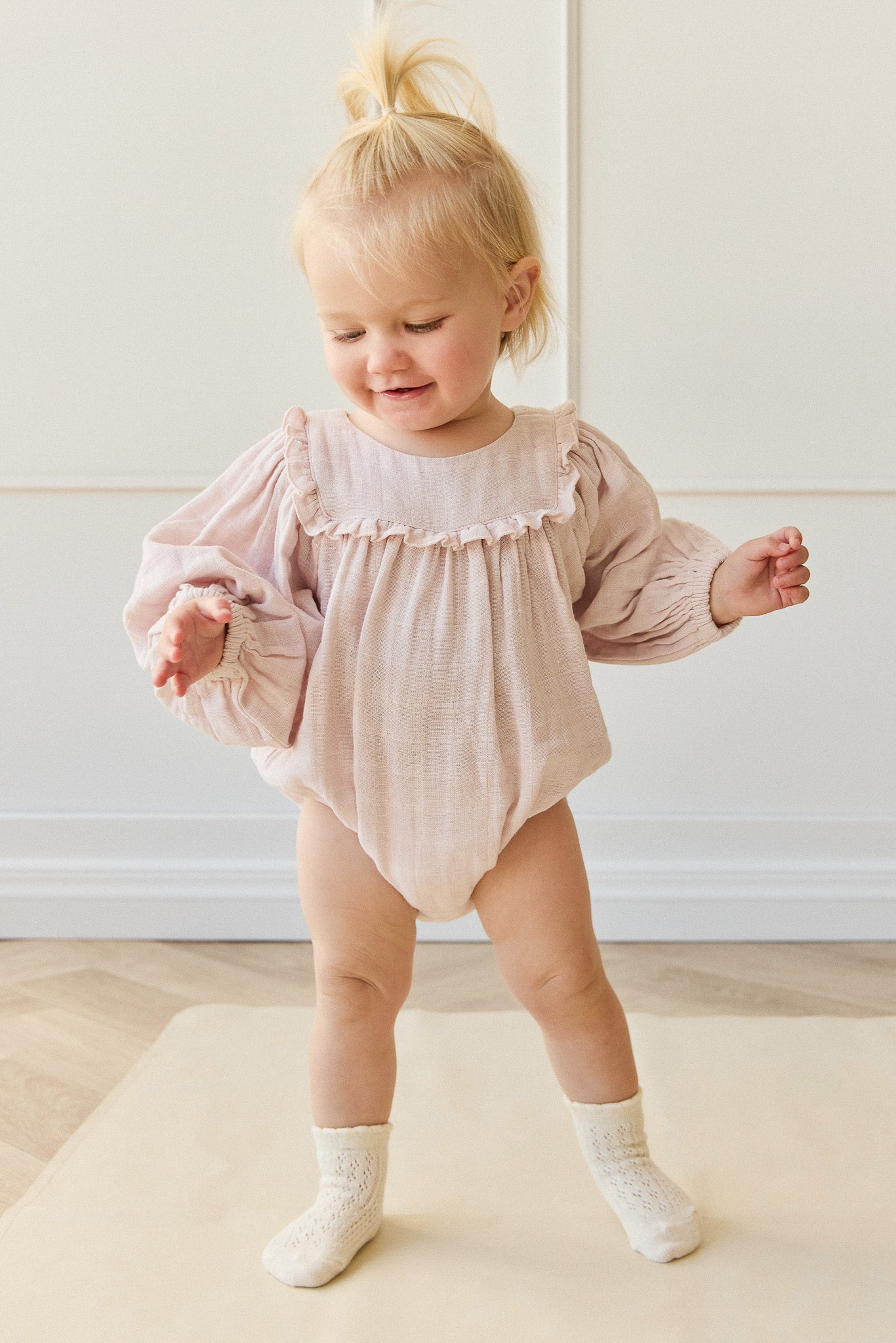 Organic Cotton Muslin Frances Playsuit - Pale Lilac