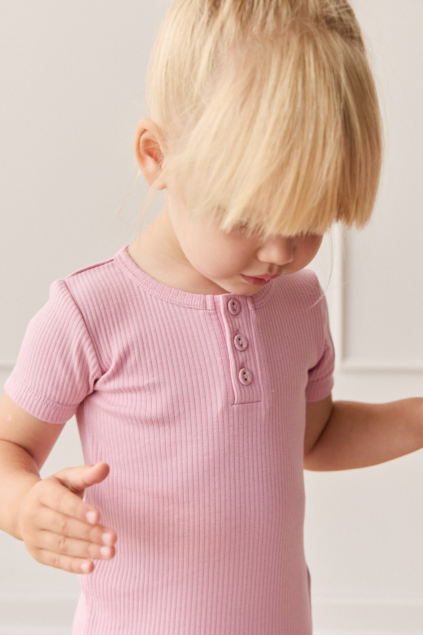 Organic Cotton Modal Henley Tee - Dahlia