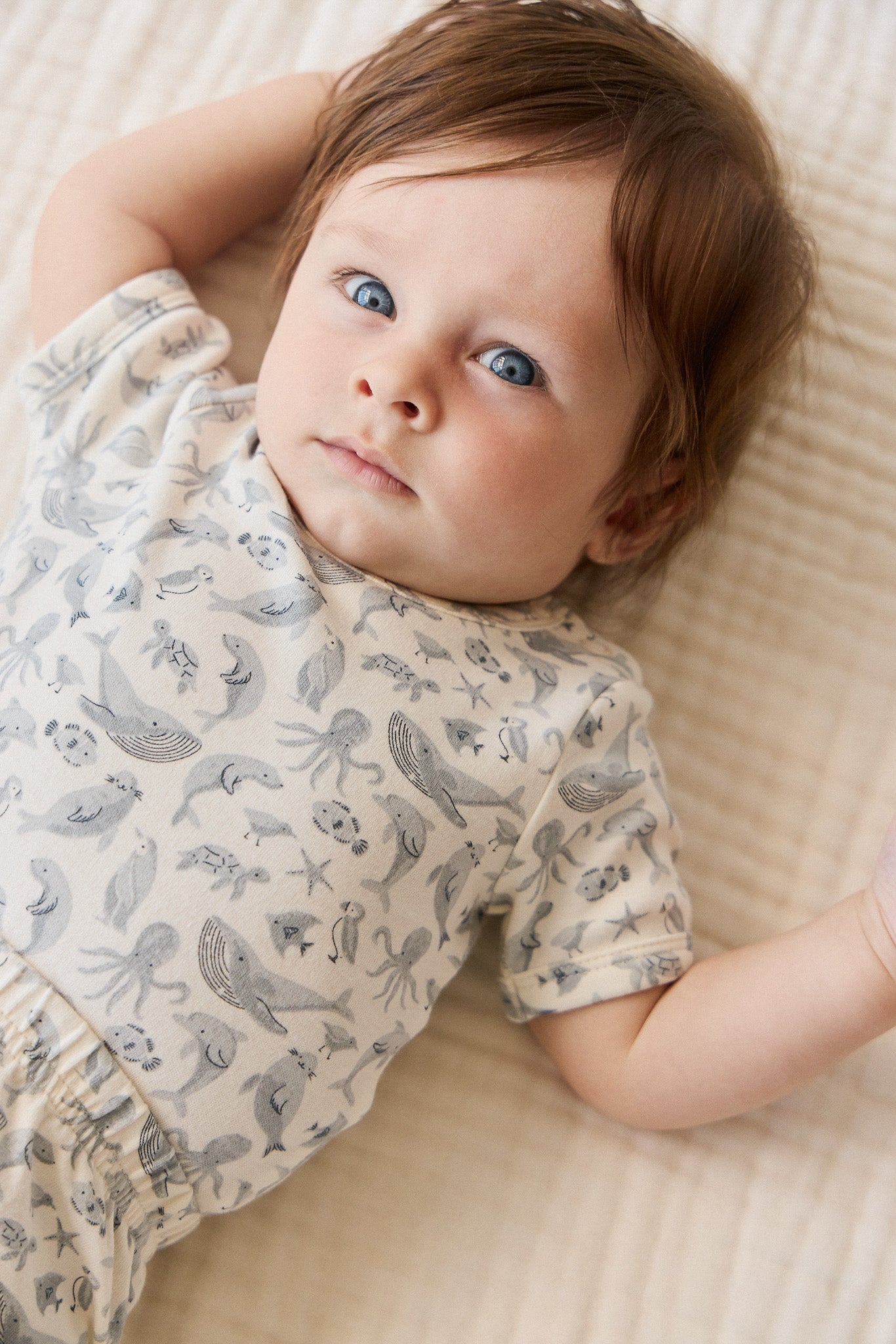 Organic Cotton Hudson Short Sleeve Bodysuit - Sea Life