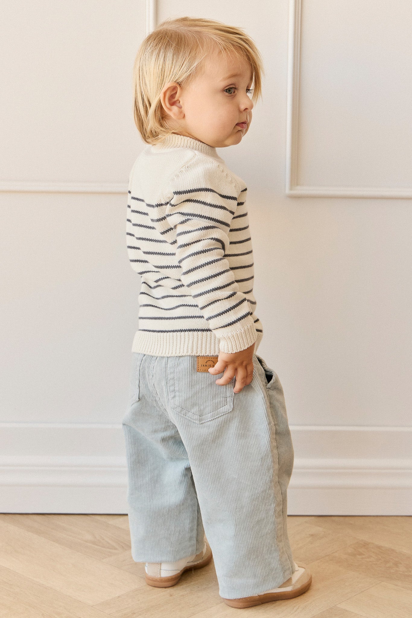 Malcolm Knitted Jumper - Malcolm Stripe Cloud/Atlantic