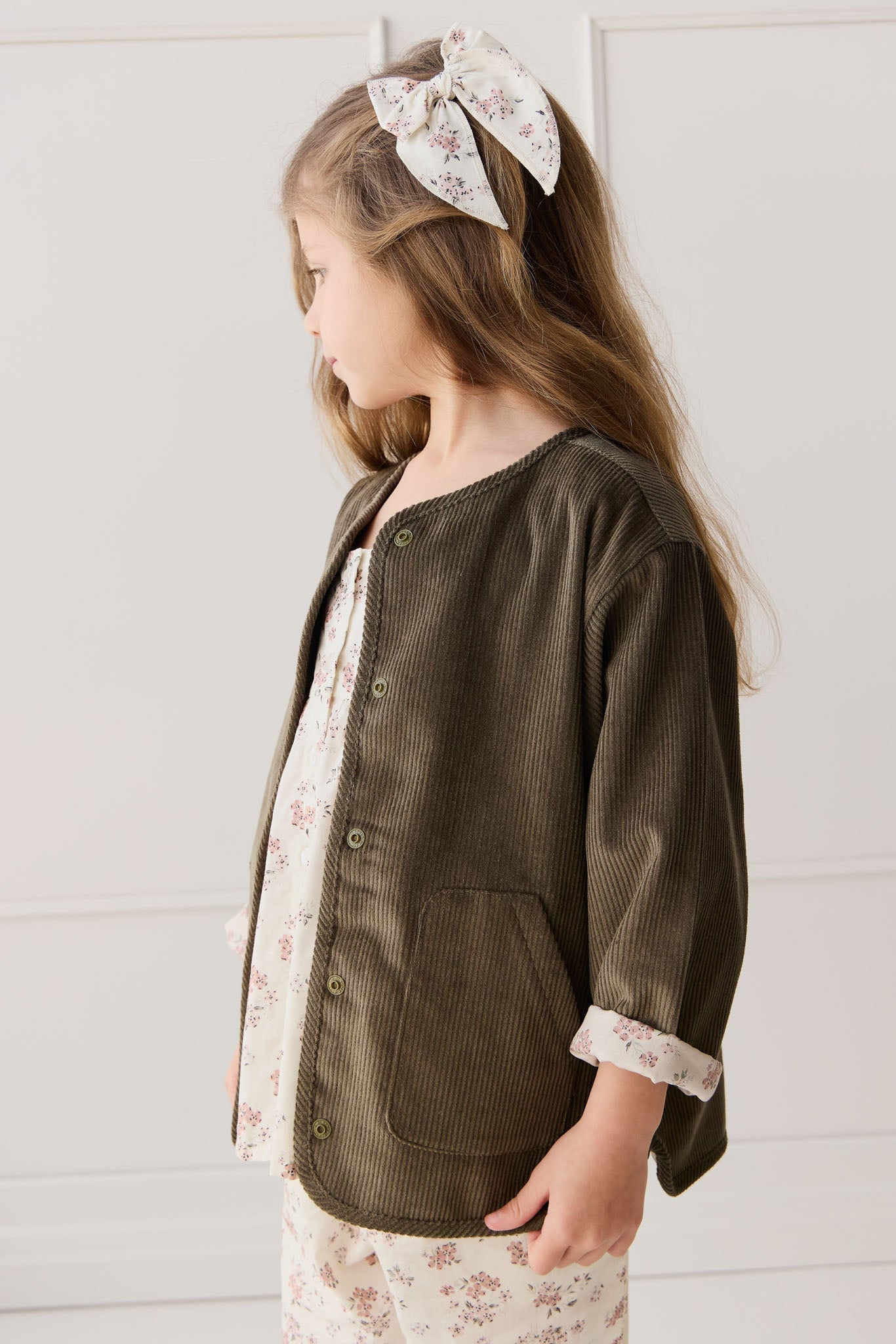 Esther Corduroy Jacket - Khaki/Selena Blush