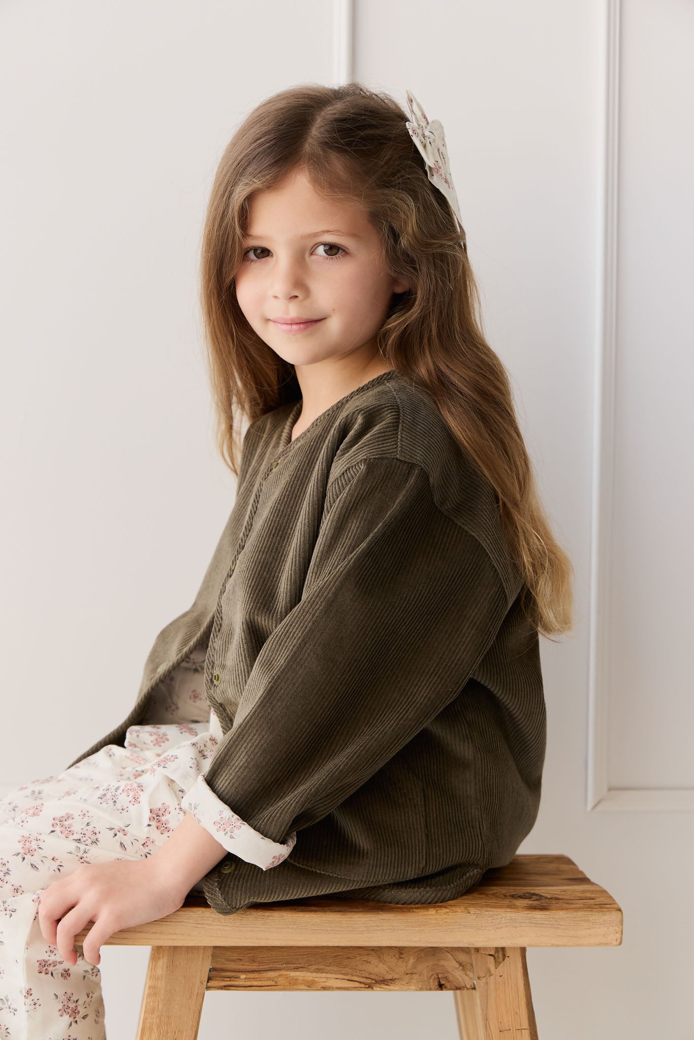 Esther Corduroy Jacket - Khaki/Selena Blush