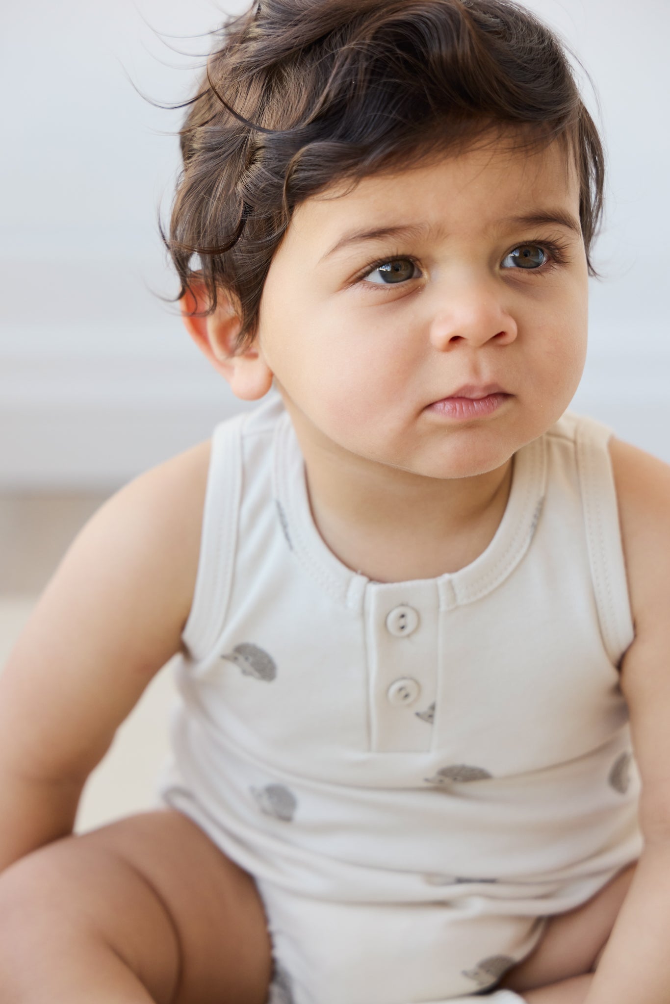 Pima Cotton Noah Playsuit - Henry Hedgehog Birch