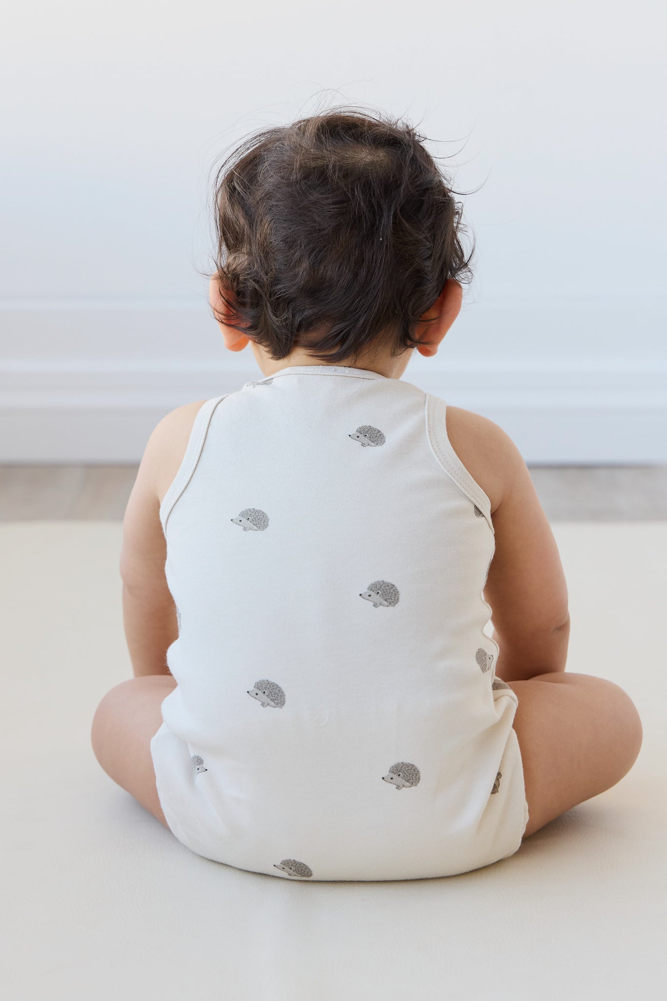 Pima Cotton Noah Playsuit - Henry Hedgehog Birch