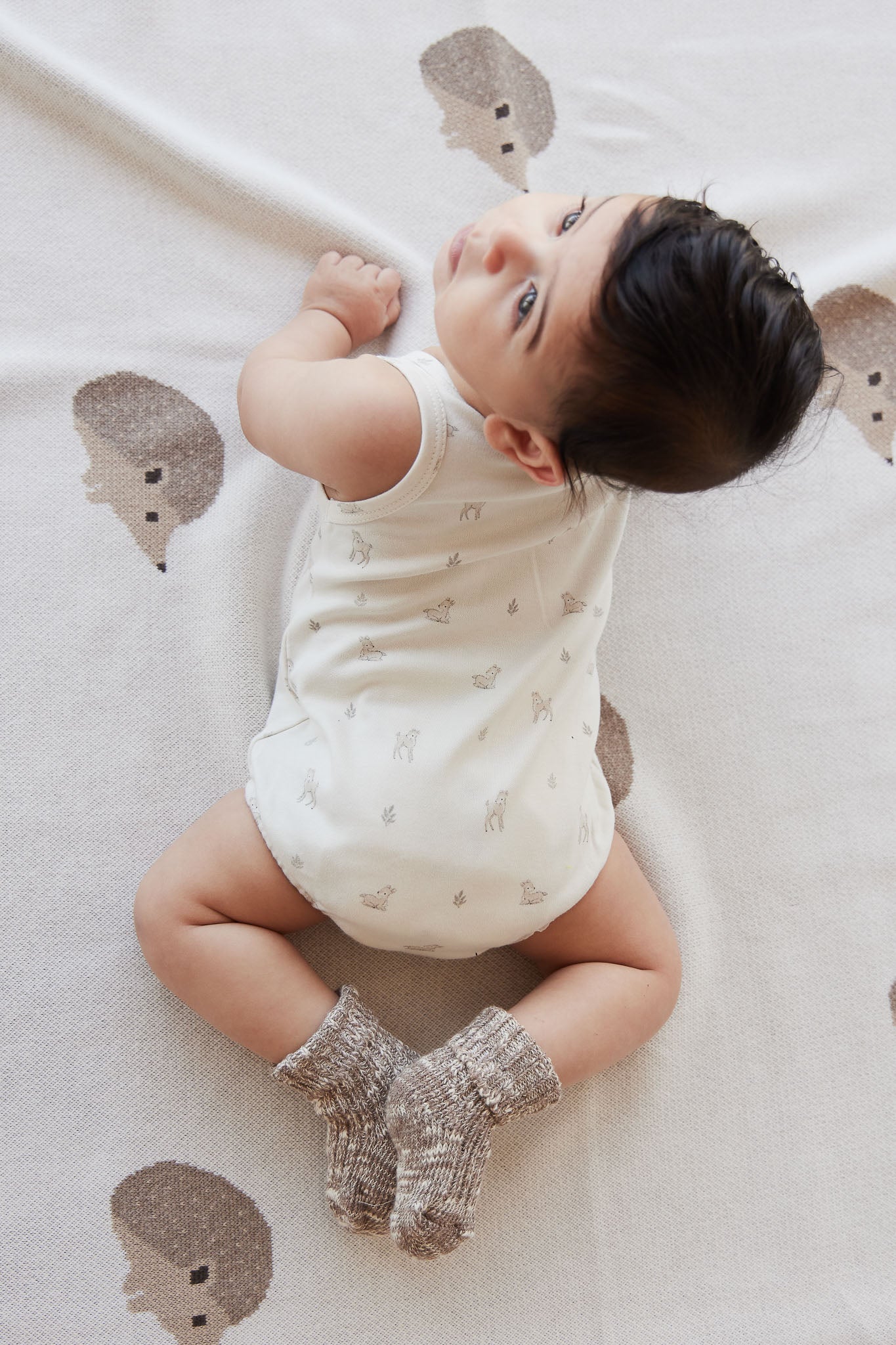 Pima Cotton Noah Playsuit - Fable Deer Cloud