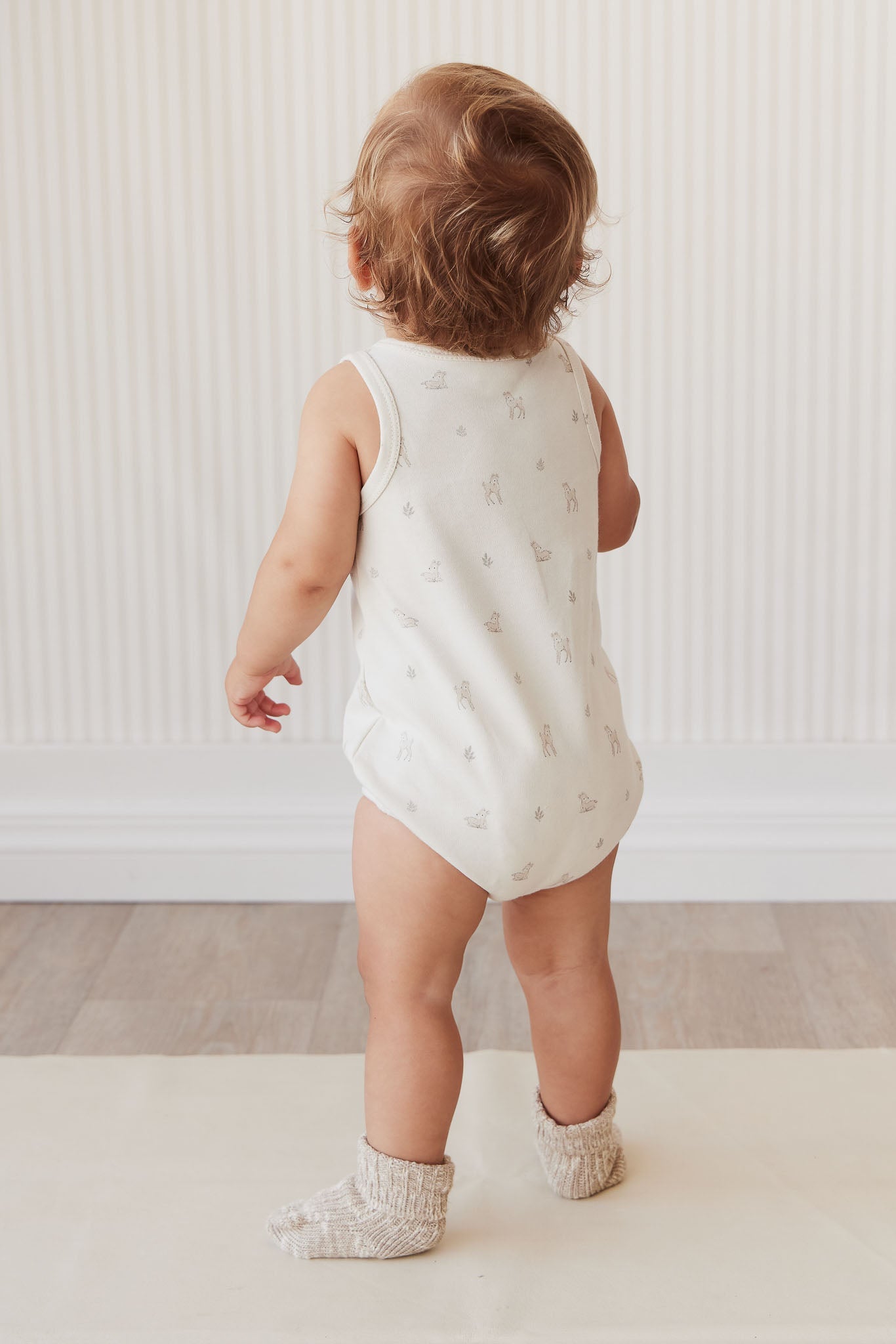 Pima Cotton Noah Playsuit - Fable Deer Cloud