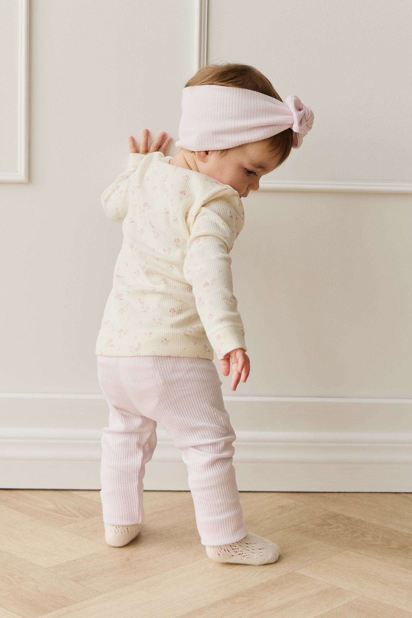 Organic Cotton Fine Rib Long Sleeve Top - Caroline Egret