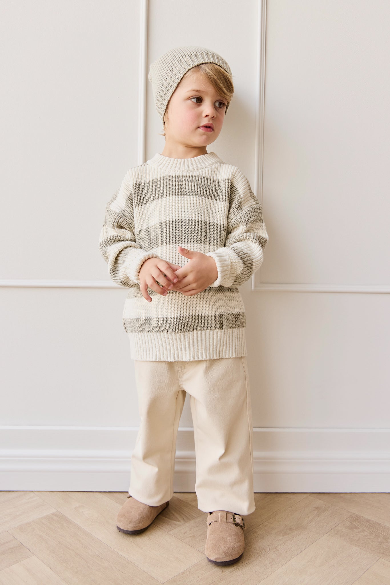 Johan Knit Jumper - Wide Knit Stripe Cloud/Raindance